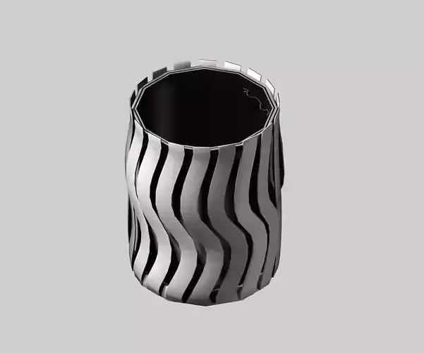 Aluminum circular cage type trash can Low-poly 3D model