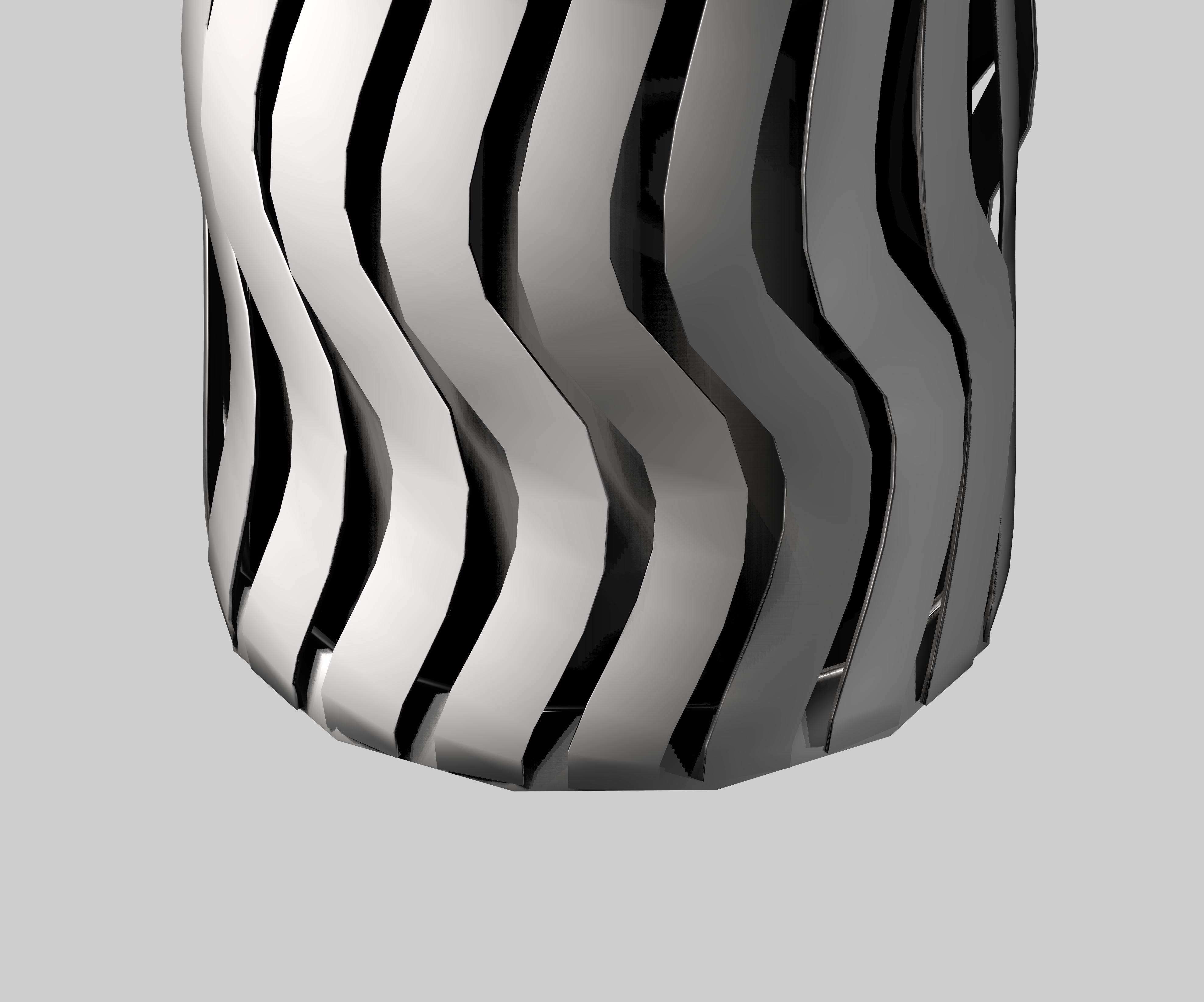 Aluminum circular cage type trash can Low-poly 3D model_4