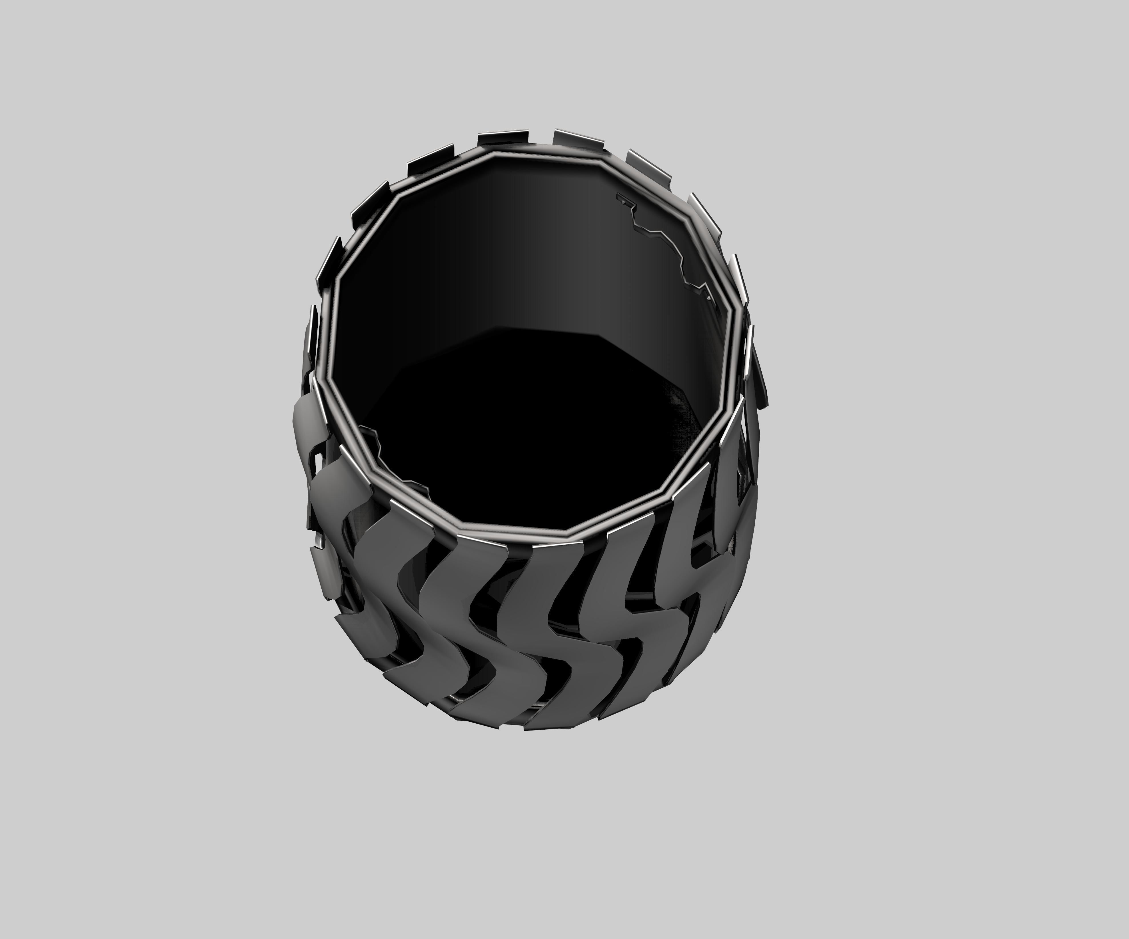 Aluminum circular cage type trash can Low-poly 3D model_1