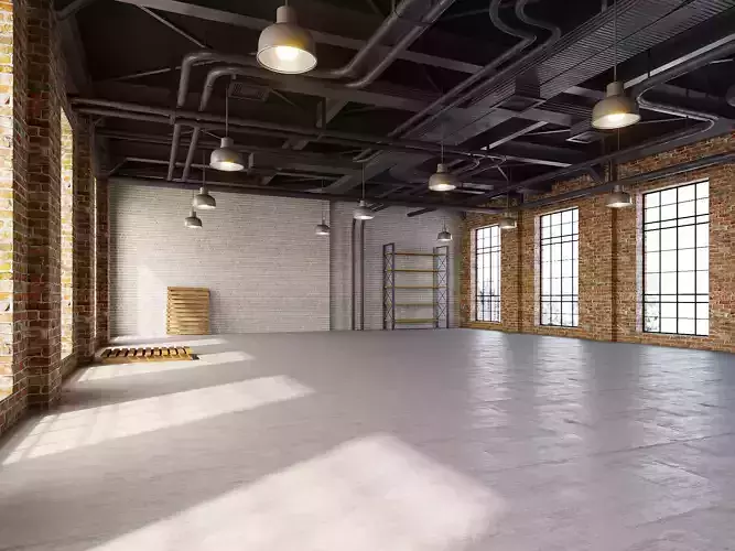 interior loft office hall 04 Low-poly 3D model