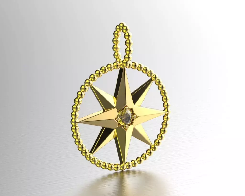 Wind rose pendant 3D print model_0