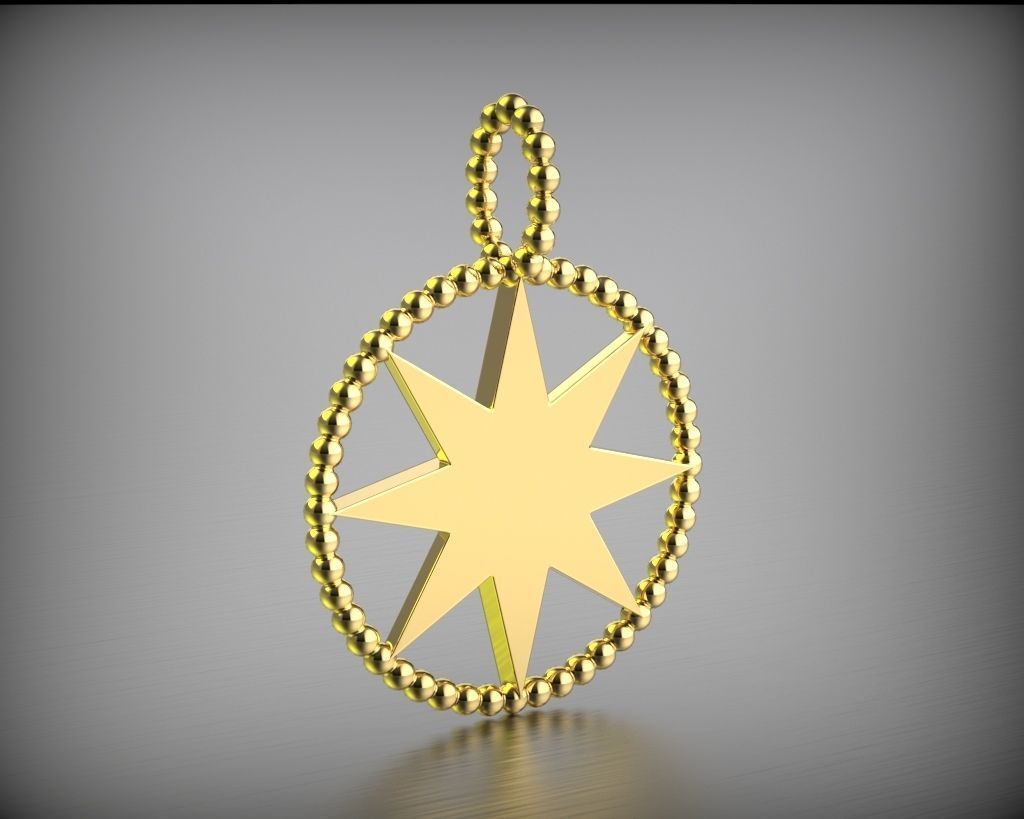 Wind rose pendant 3D print model_2