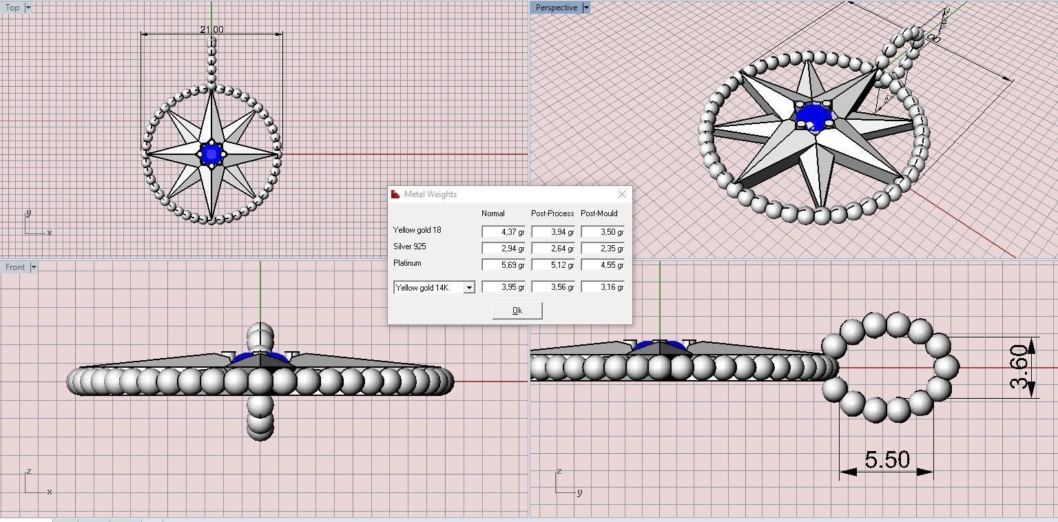 Wind rose pendant 3D print model_3