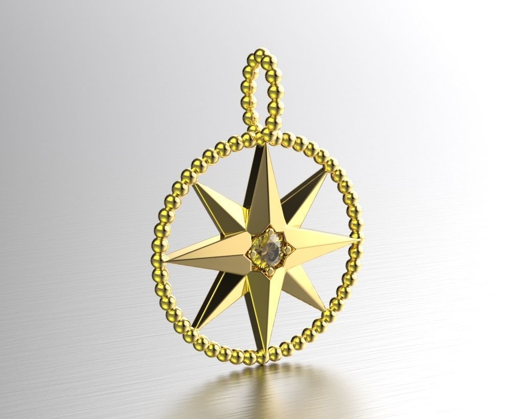 Wind rose pendant 3D print model_1