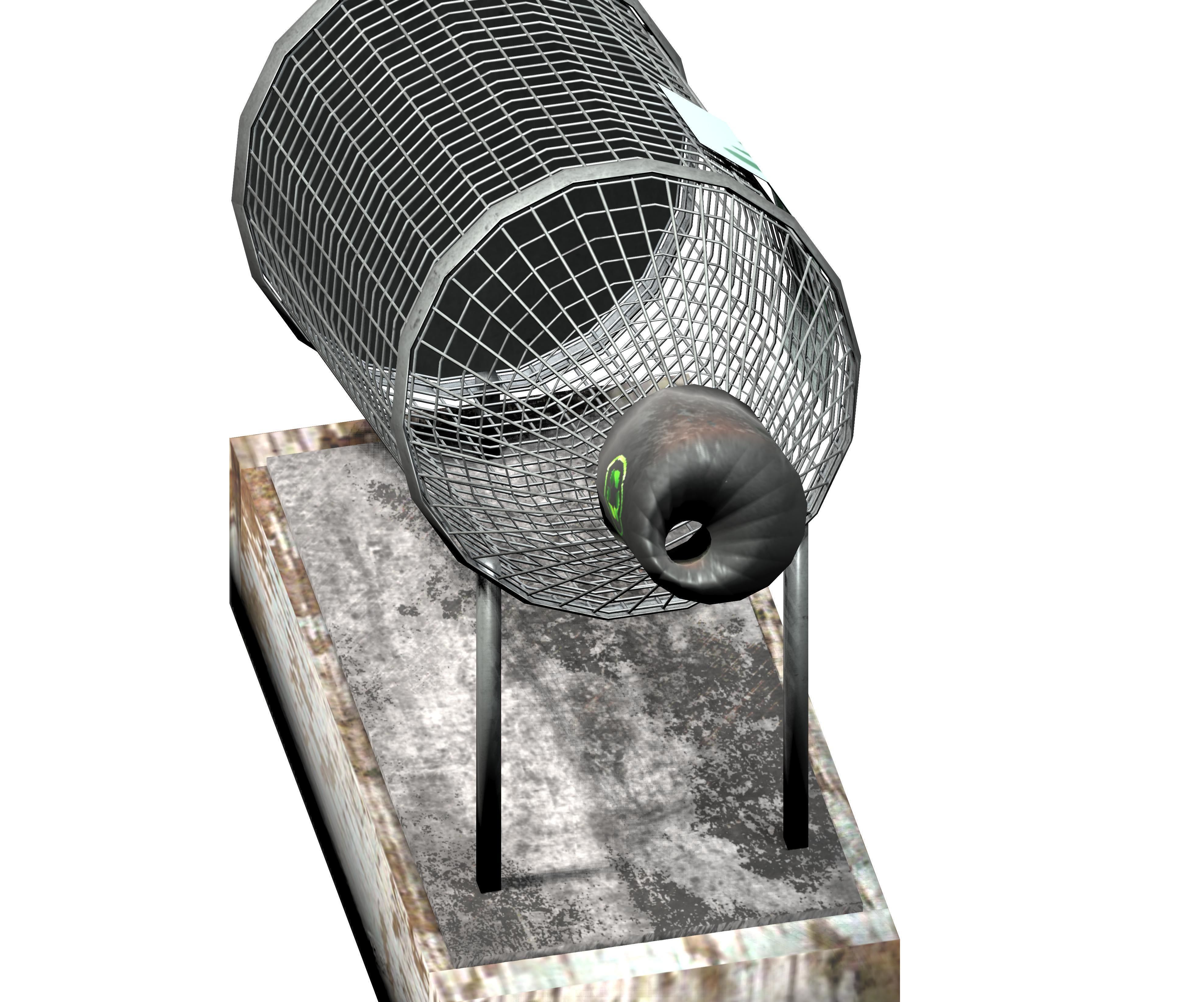 Bottle-shaped metal recycling dust bin Low-poly 3D model_2