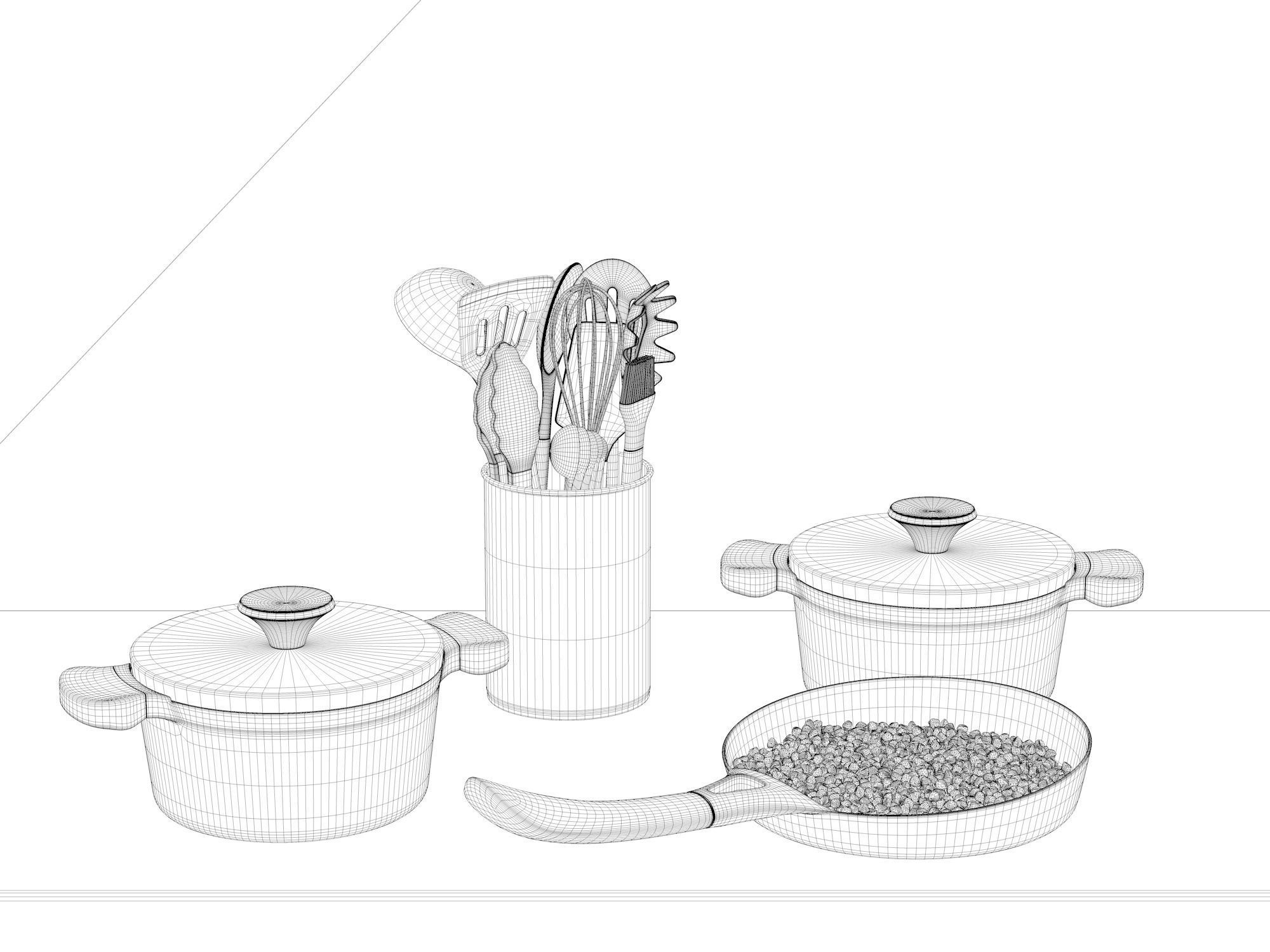 Utensils with Pots 3D model_3