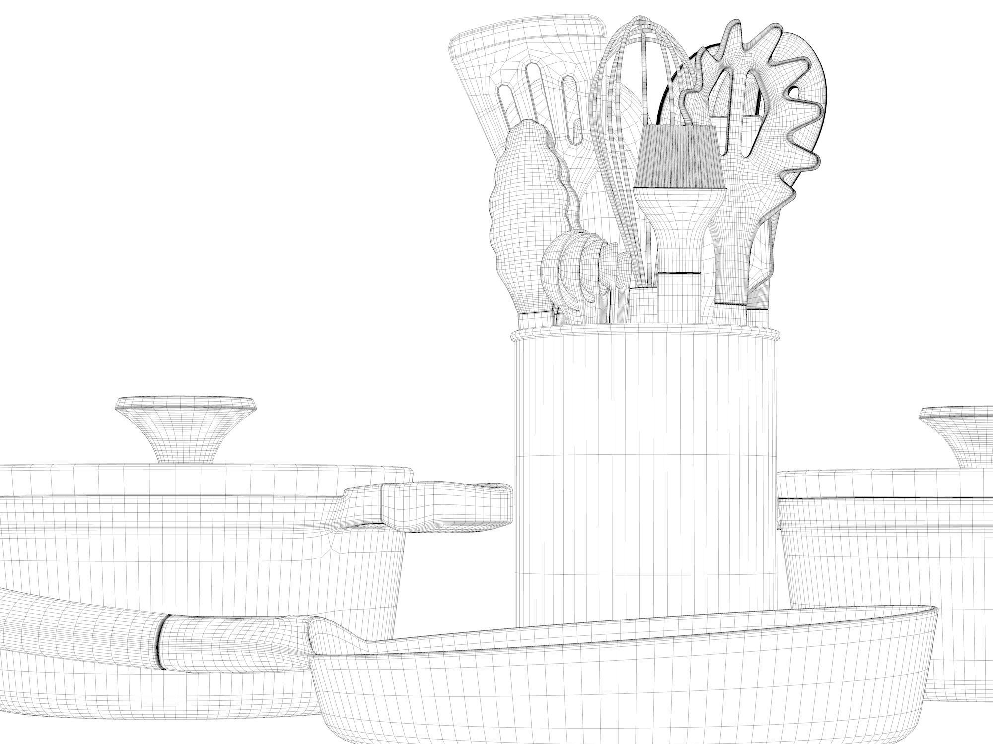 Utensils with Pots 3D model_4