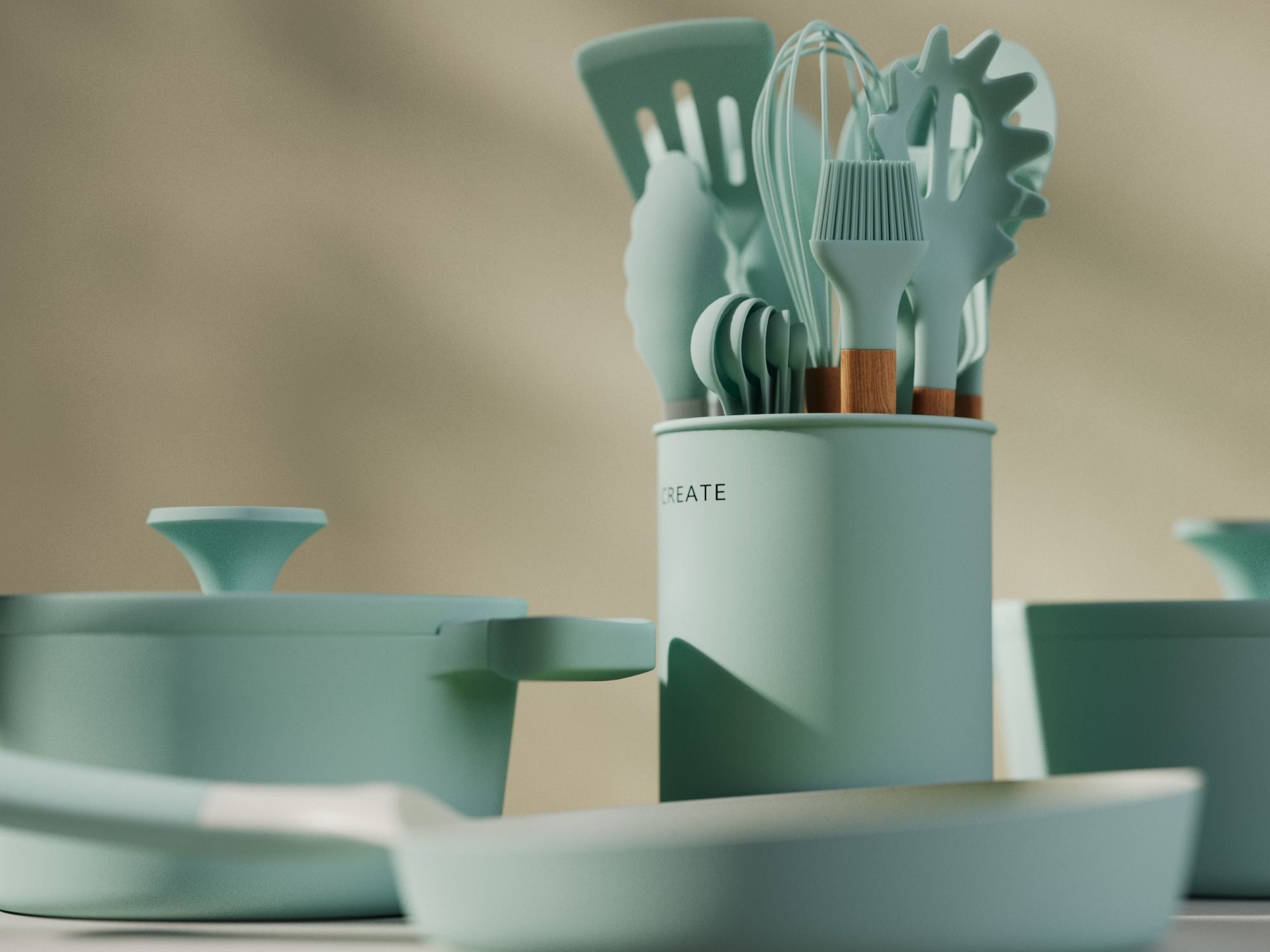 Utensils with Pots 3D model_2