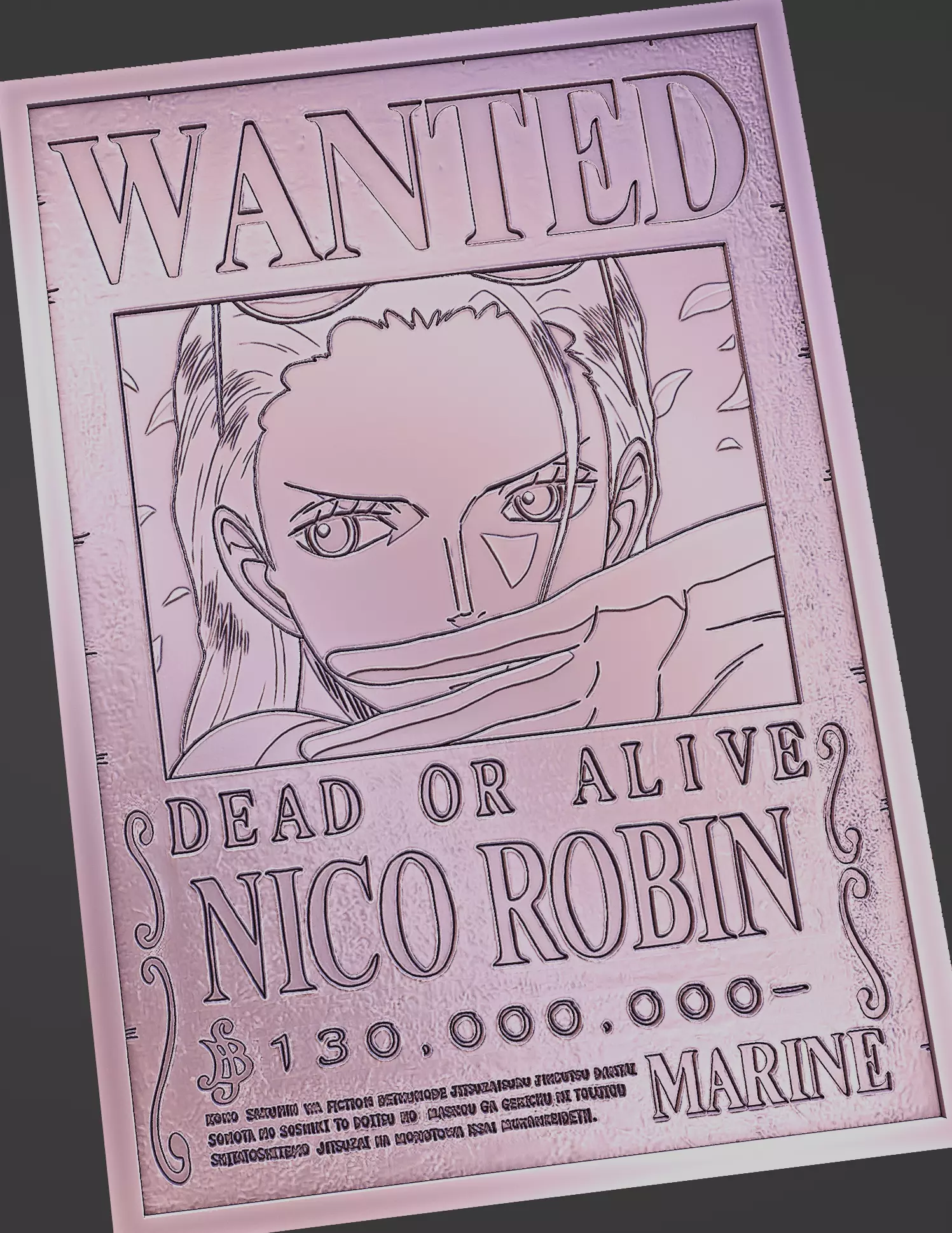 nico robin wanted poster - one piece 3D print model