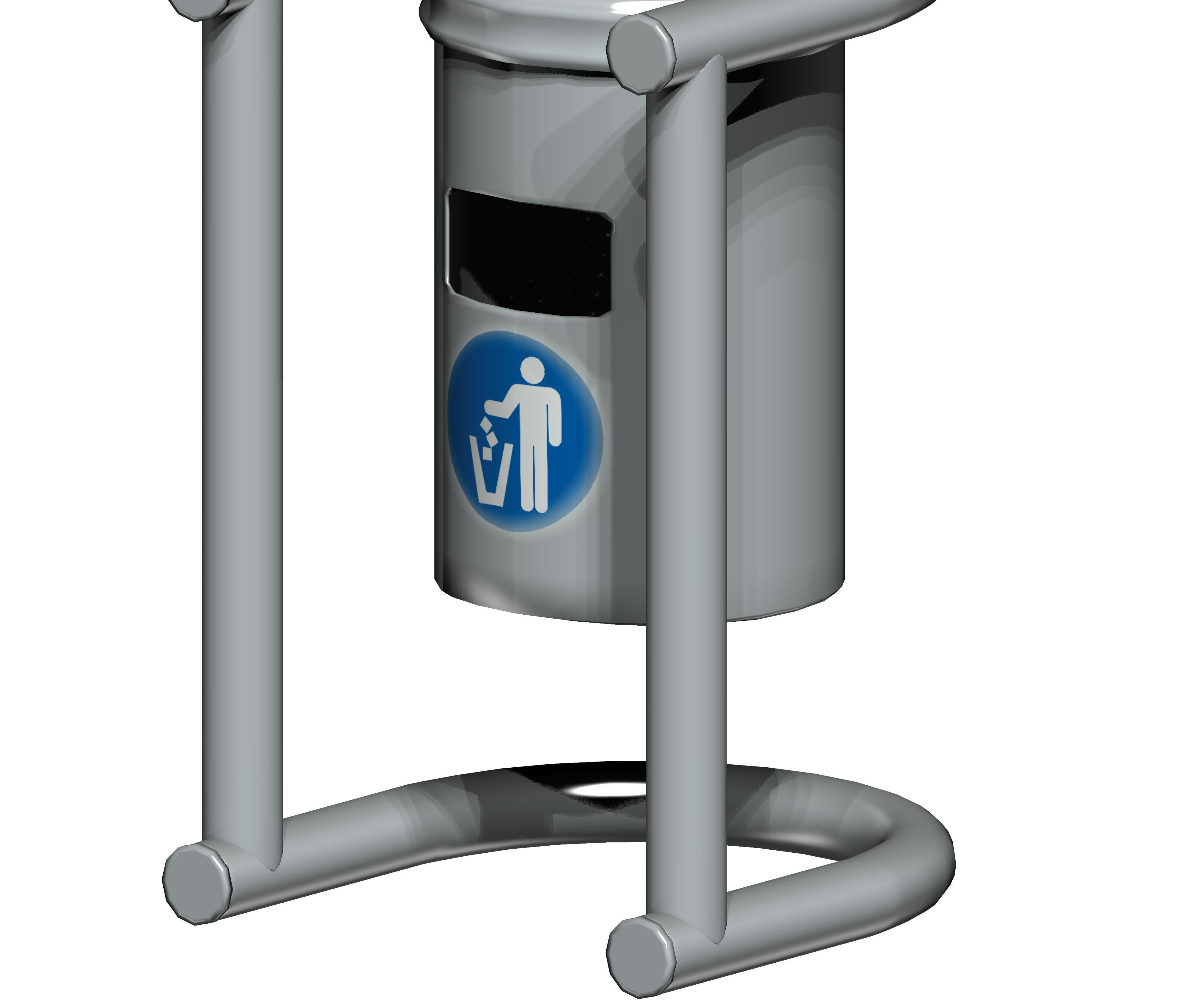 Aluminum stainless cage type garden trash can Low-poly 3D model_2