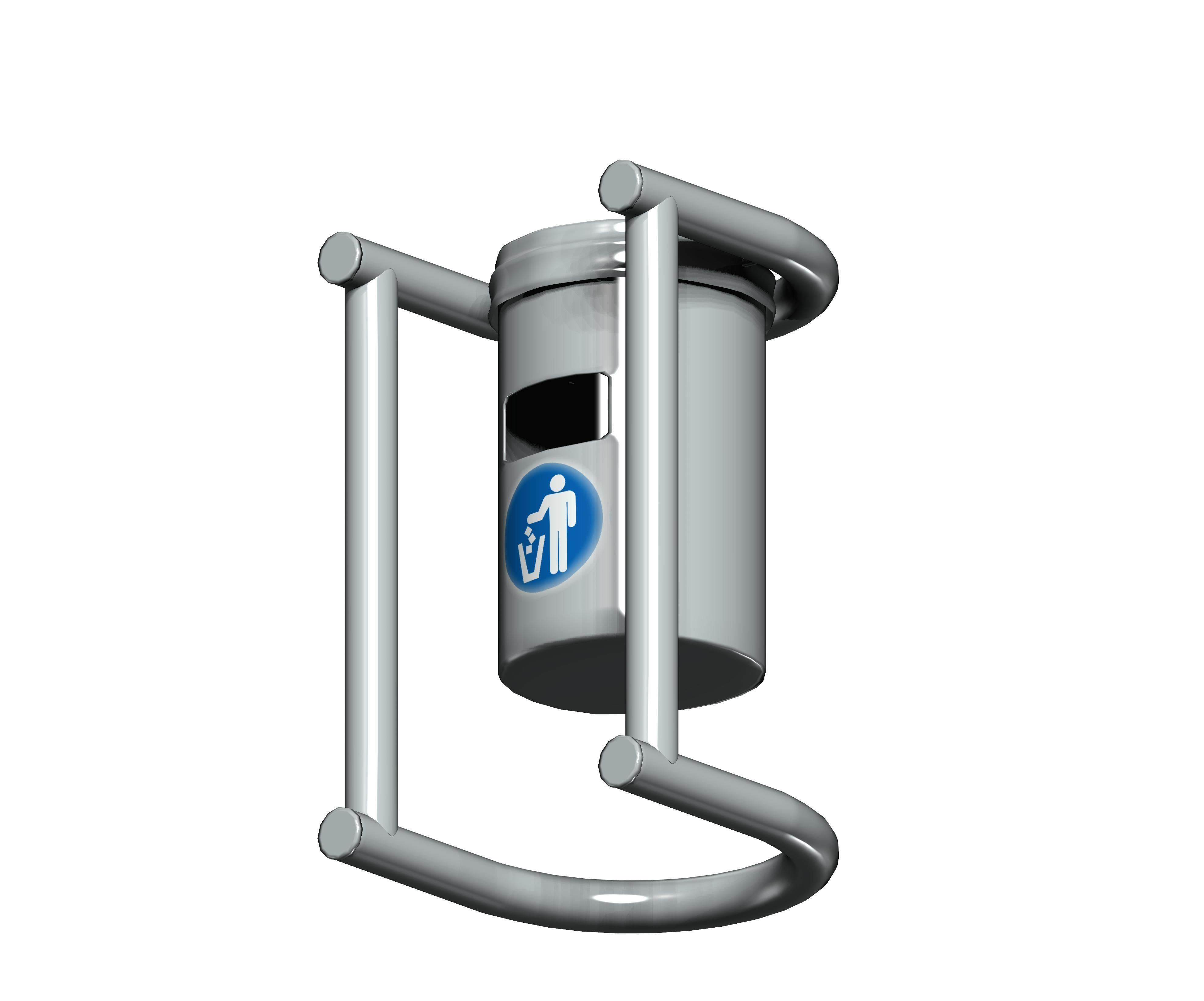 Aluminum stainless cage type garden trash can Low-poly 3D model_1