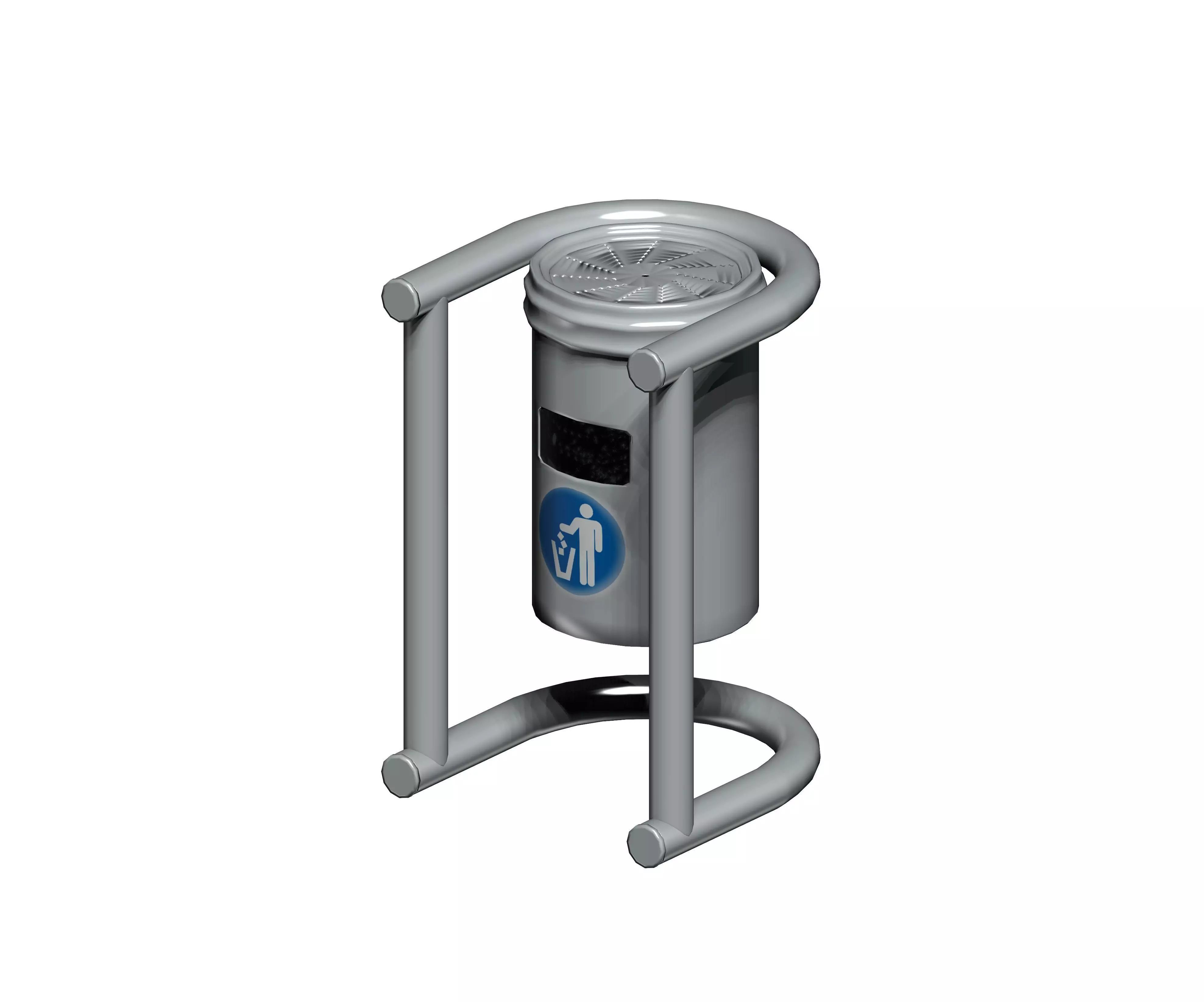 Aluminum stainless cage type garden trash can Low-poly 3D model_0