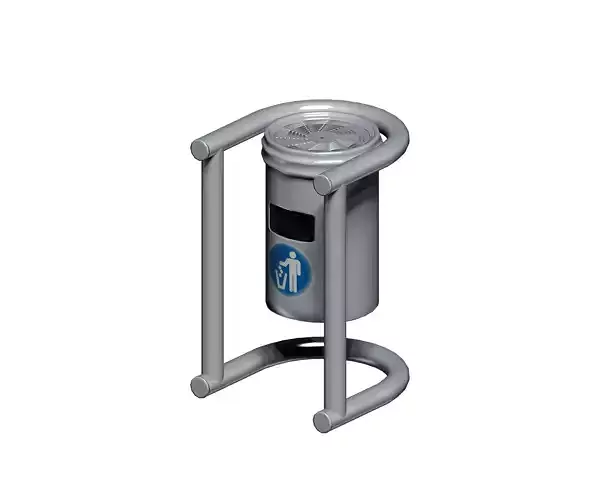 Aluminum stainless cage type garden trash can Low-poly 3D model