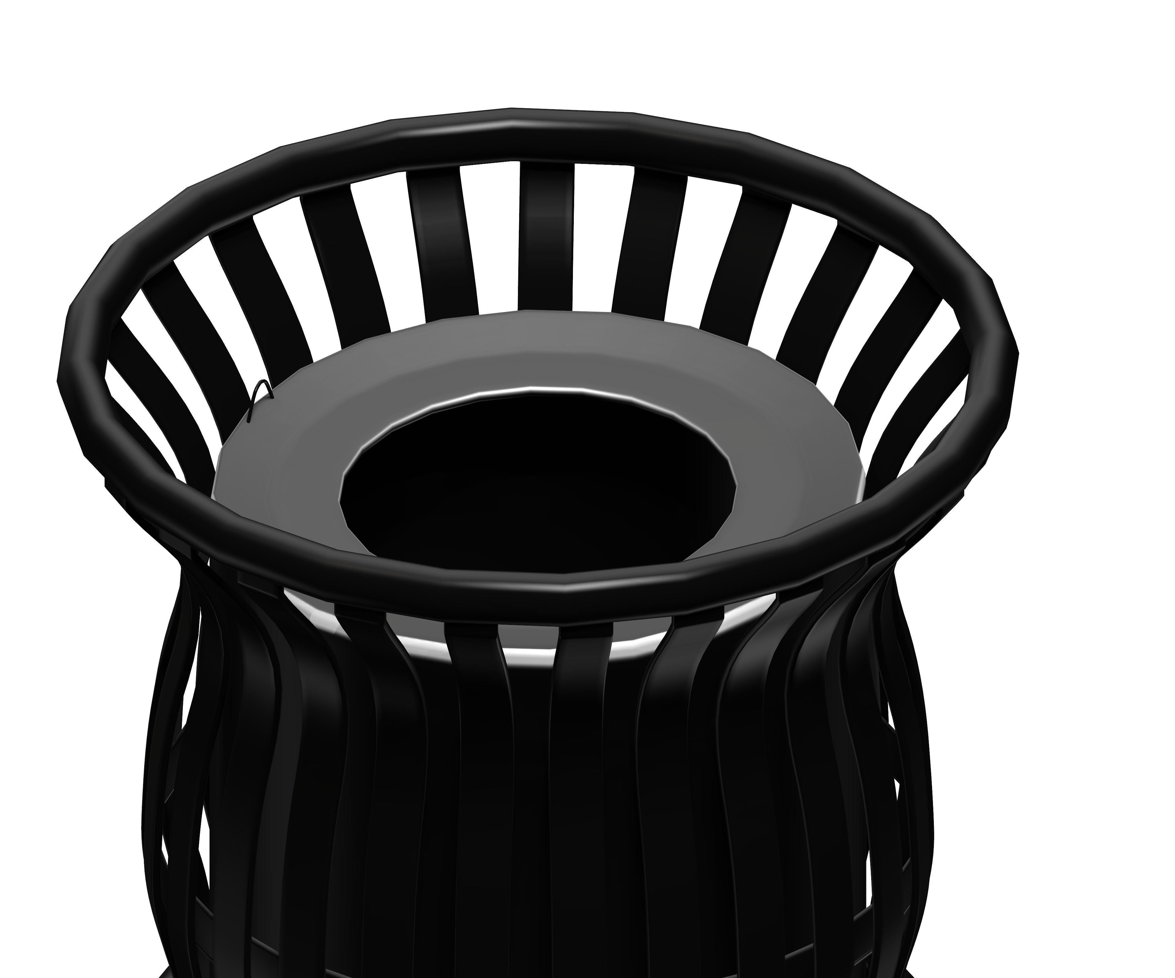 Black organic shaped open cage trash can Low-poly 3D model_3