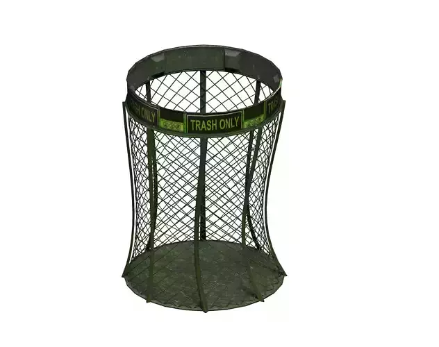 Green open street garbage dust bin