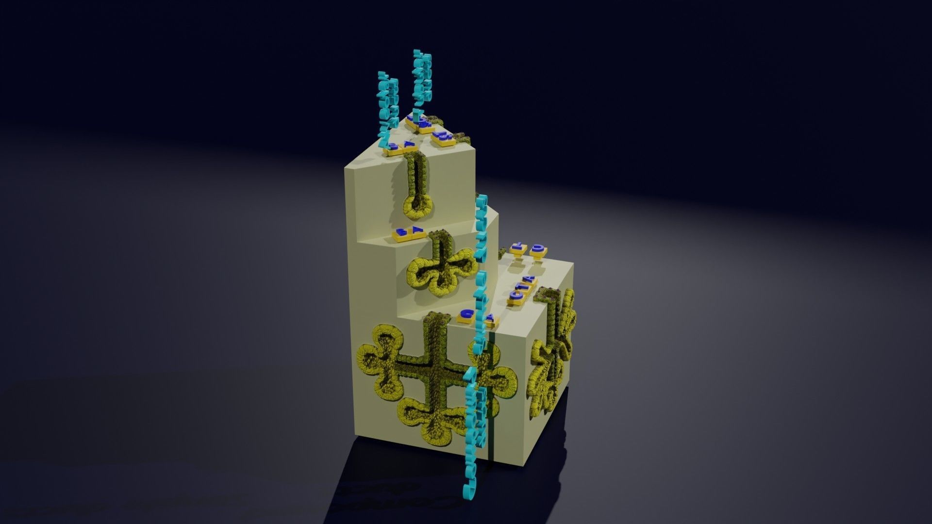 Ducts glands type simple compound alveolar tubular 3D model_2