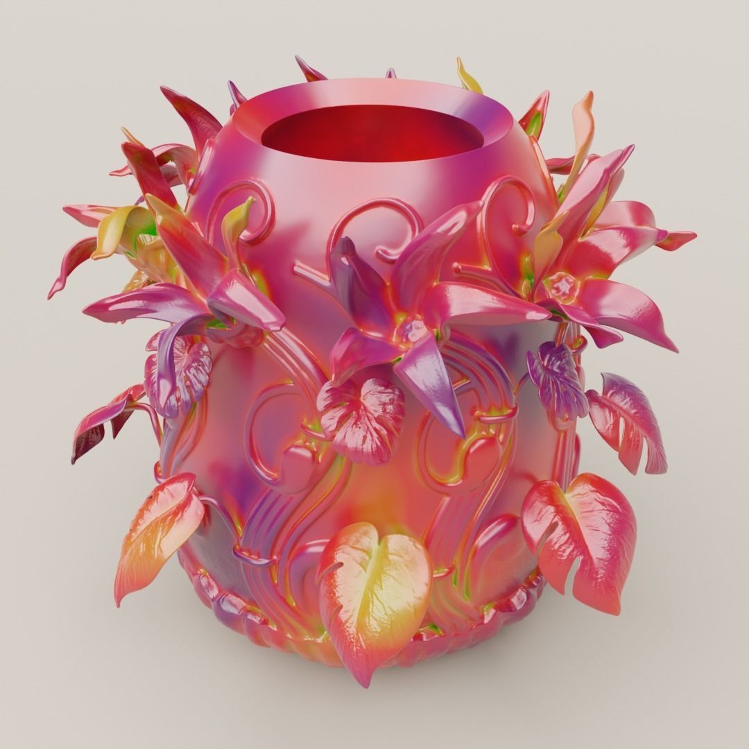 BOTANICAL ELEGANCE VASE 3D print model_2