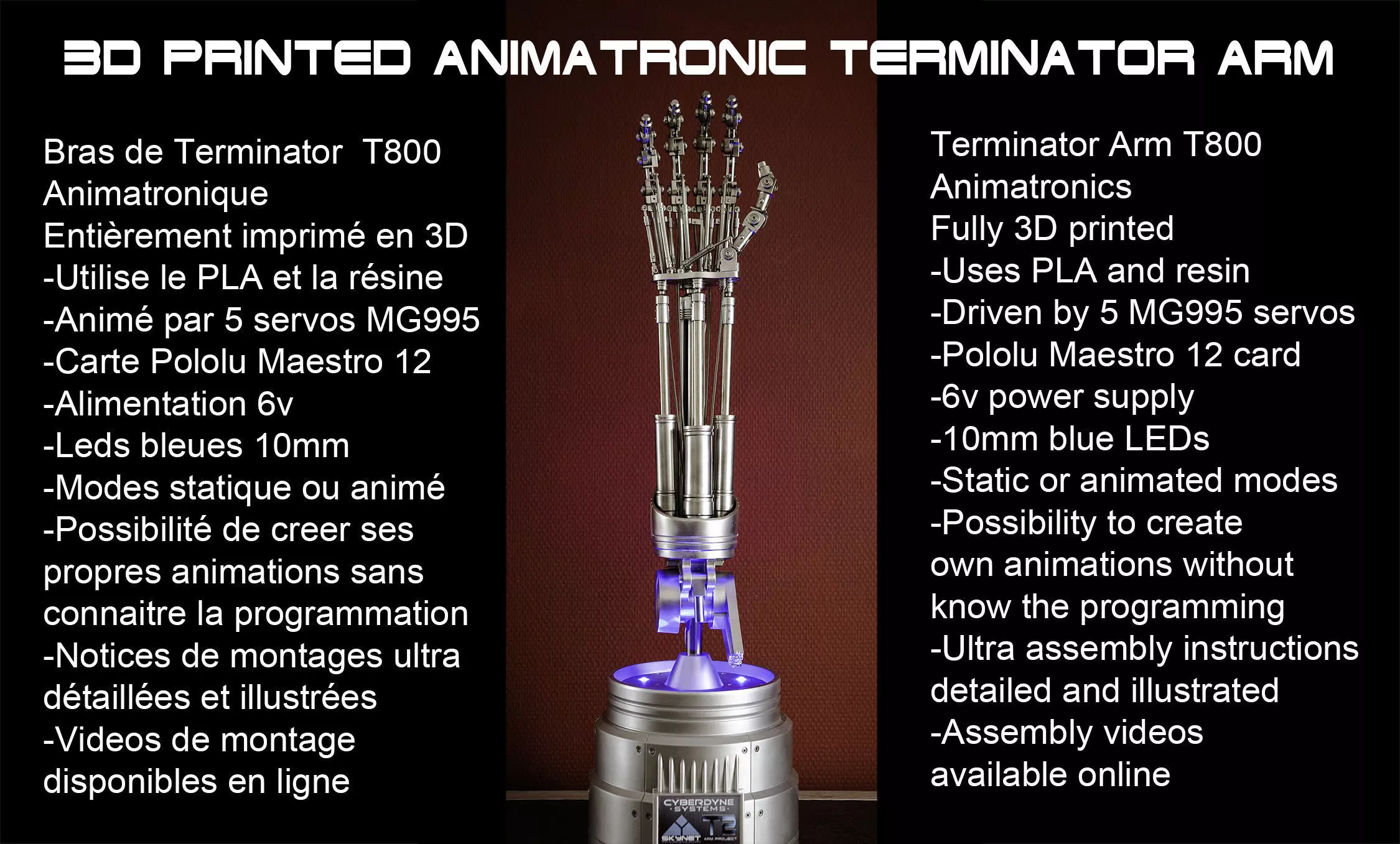 Animatronic T2 Arm Project 3D print model_0