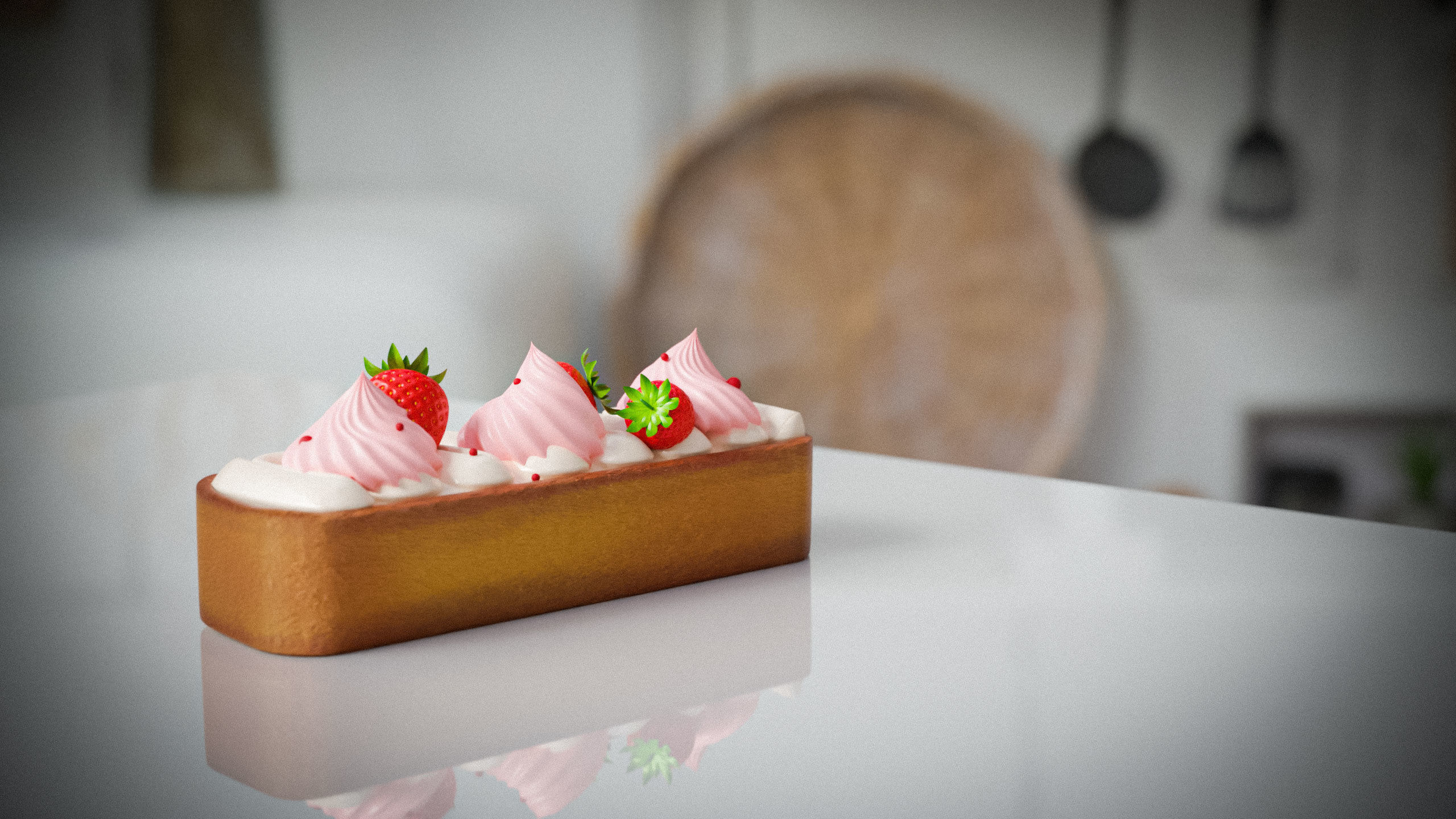 Realistic strawberry pie 3D model_2