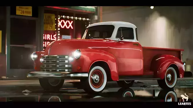Classic Pickup Truck Driveable Functional Low-poly 3D model
