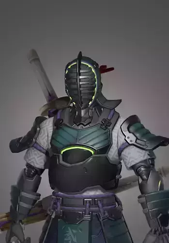 Kendoka Genji Overwatch Low-poly 3D model Low-poly 3D model
