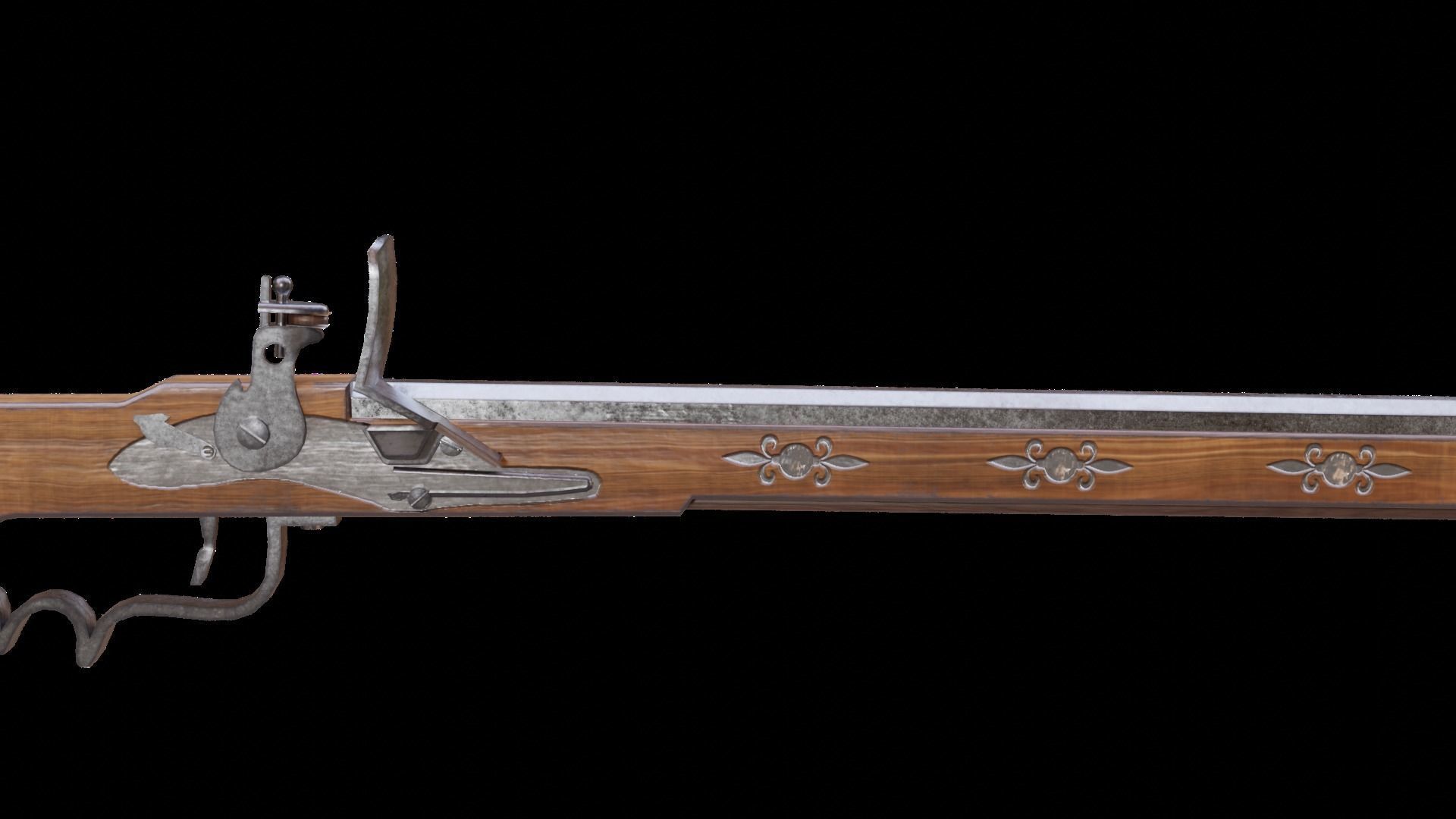 Bandollet rifle lowpoly Low-poly 3D model_4