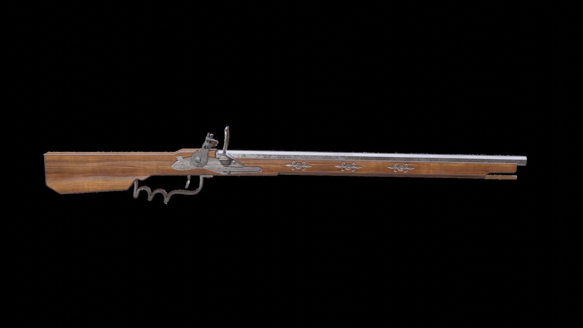 Bandollet rifle lowpoly Low-poly 3D model_3