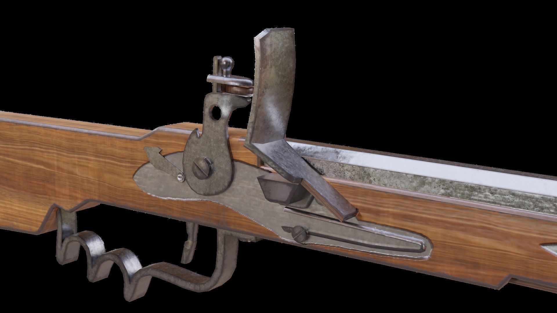 Bandollet rifle lowpoly Low-poly 3D model_2