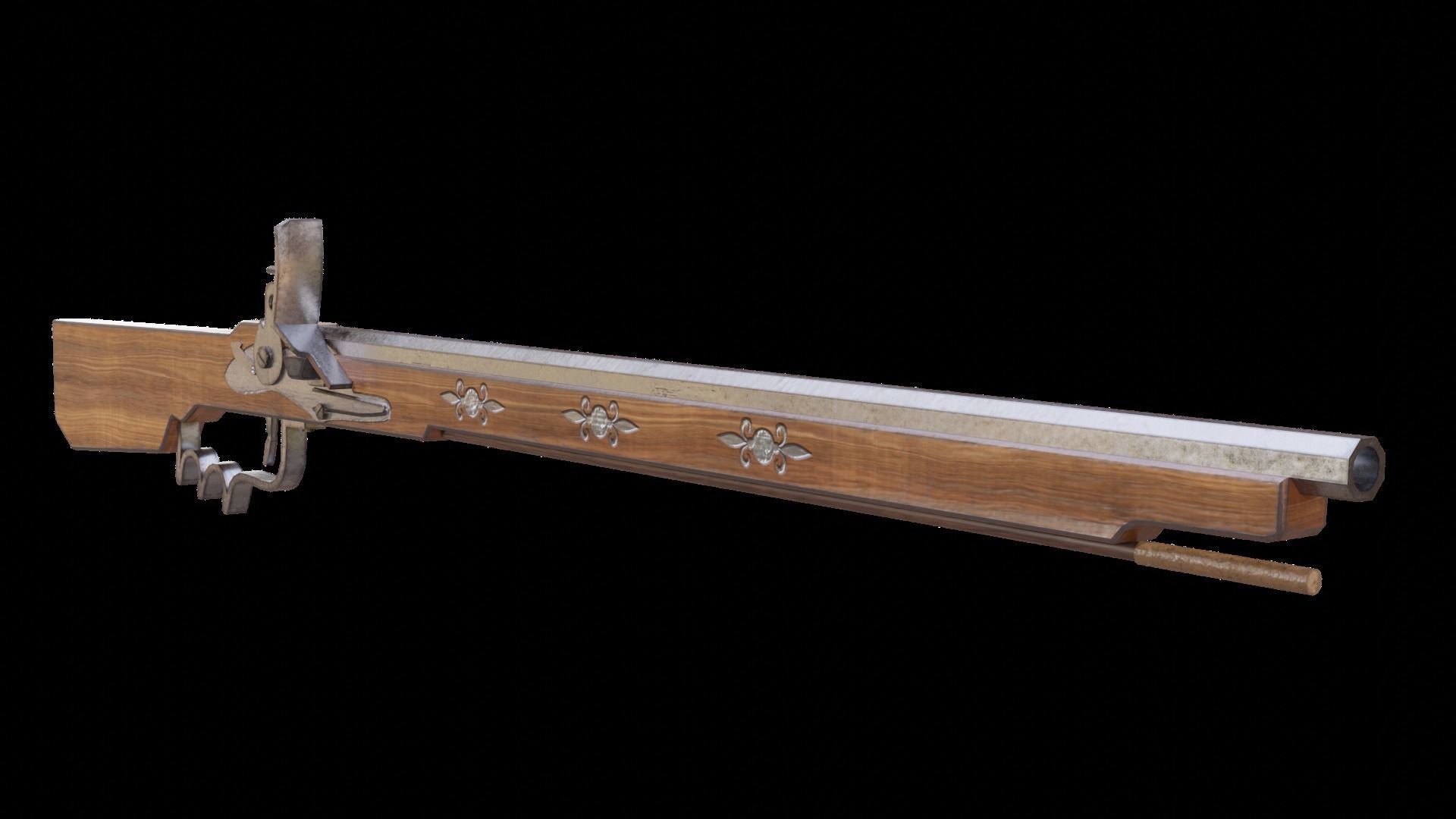 Bandollet rifle lowpoly Low-poly 3D model_5