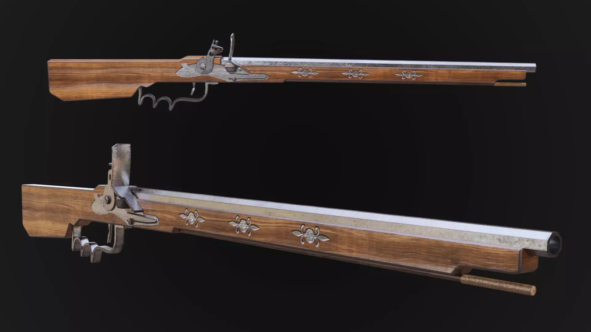 Bandollet rifle lowpoly Low-poly 3D model_0