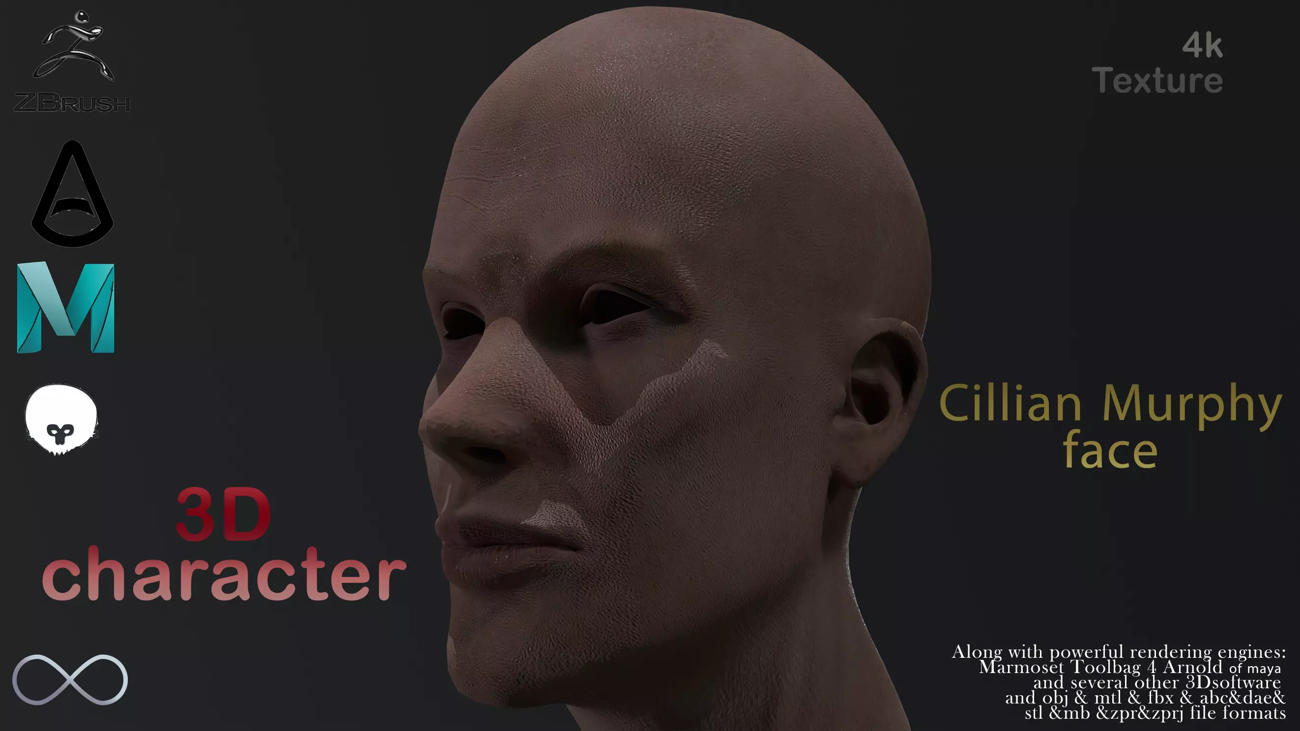 CILLIAN MURPHY HEAD Low-poly 3D model_0