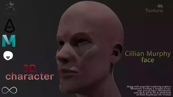 CILLIAN MURPHY HEAD Low-poly 3D model