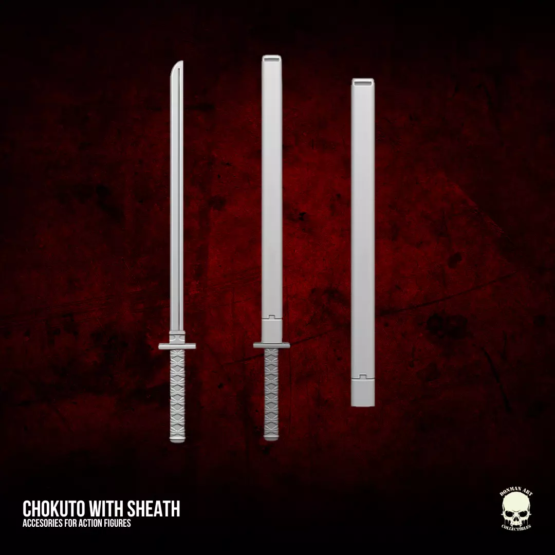 Chokuto with Sheath 3D printable file for Action Figures 3D print model