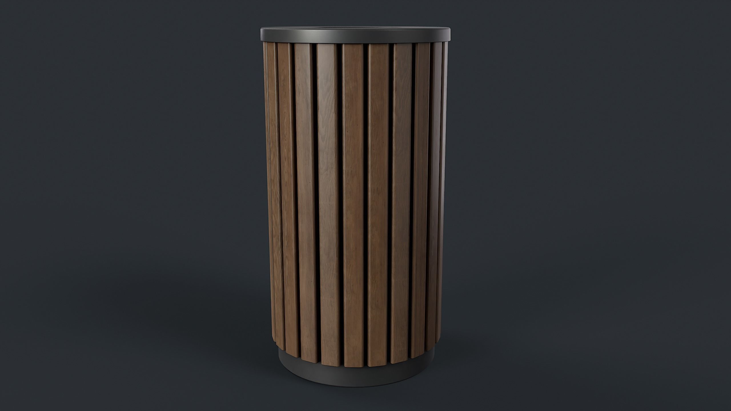 Street Trash Can 40 PBR Game Ready Low-poly 3D model_11