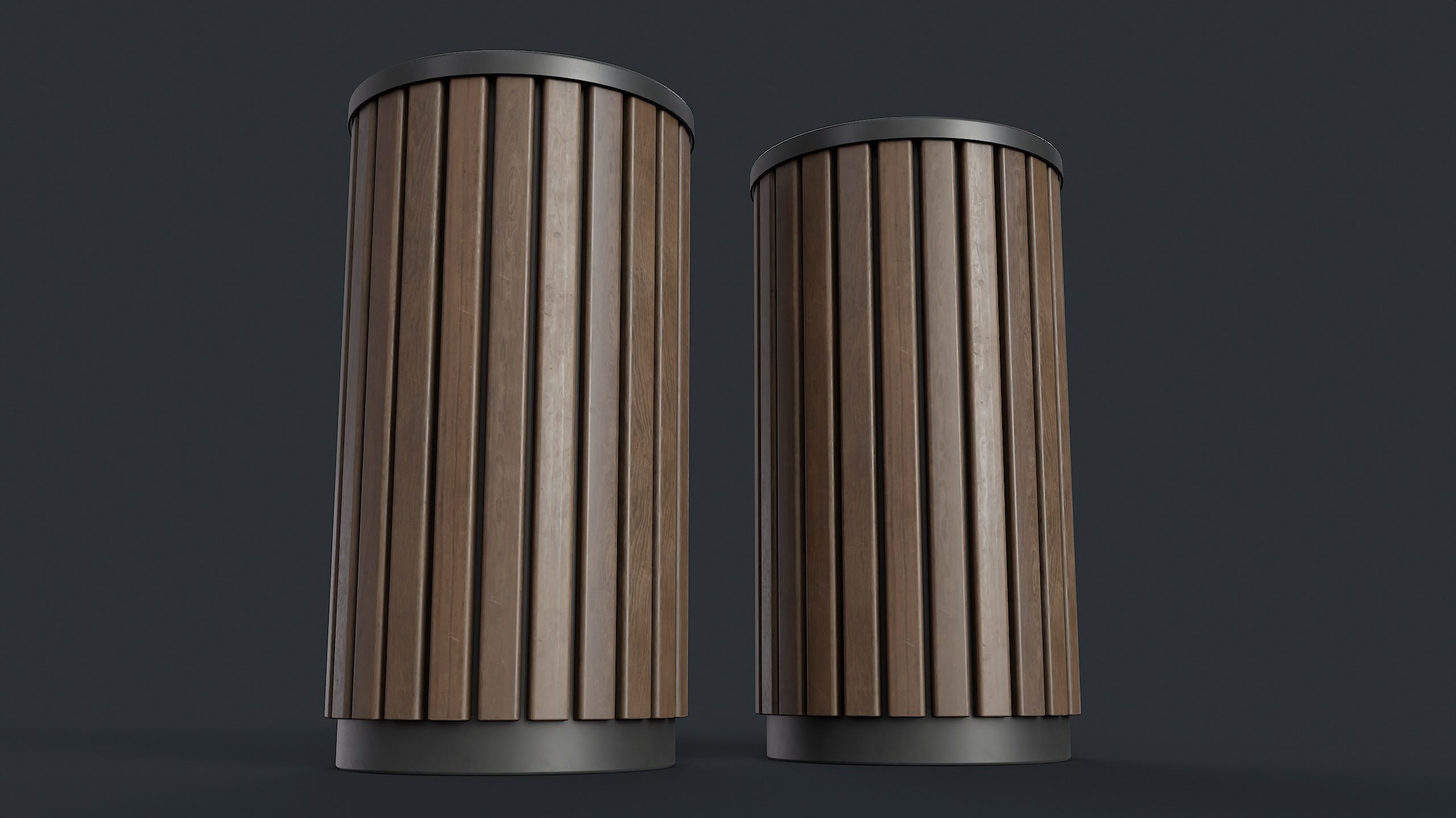 Street Trash Can 40 PBR Game Ready Low-poly 3D model_3