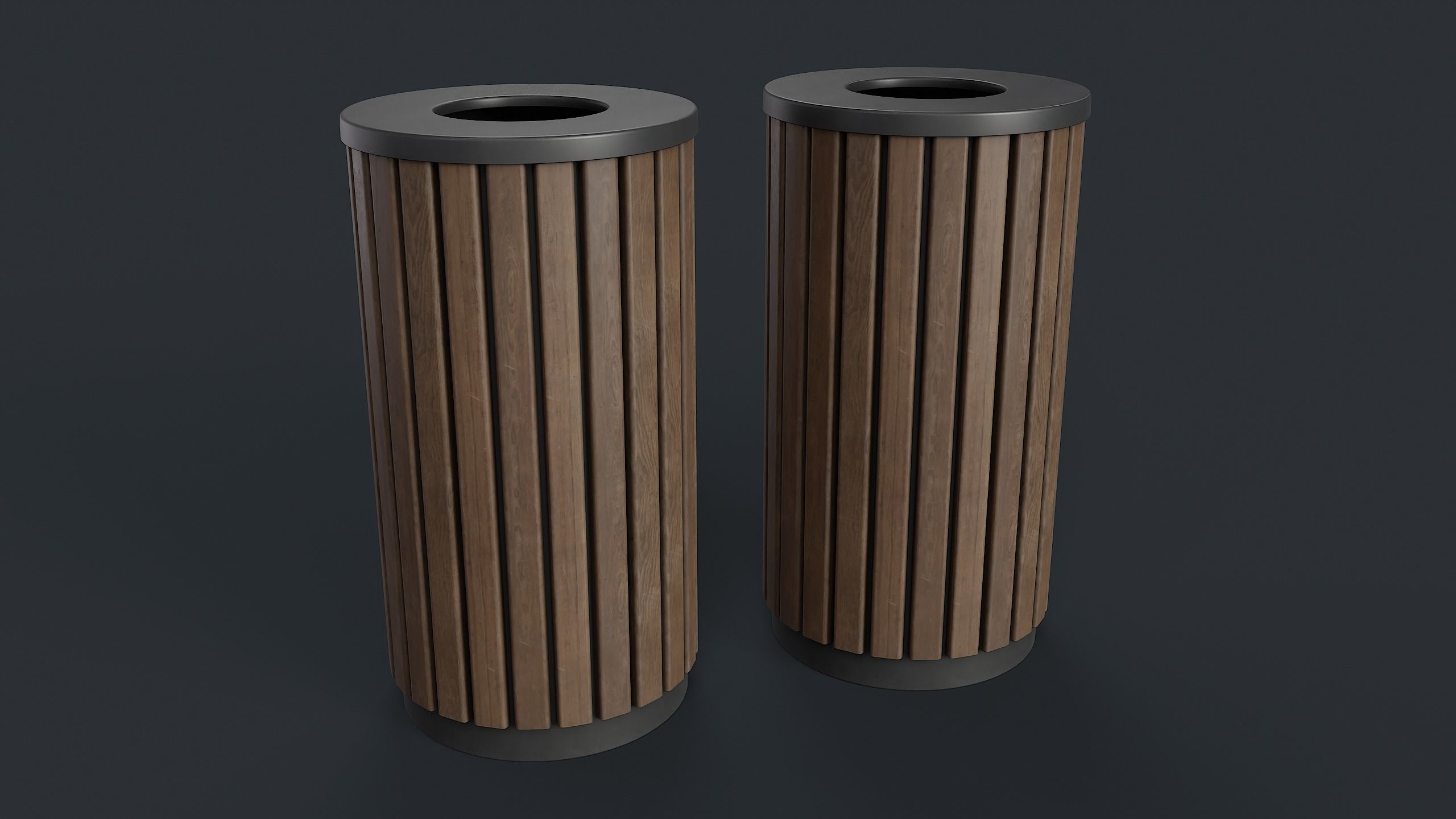 Street Trash Can 40 PBR Game Ready Low-poly 3D model_1