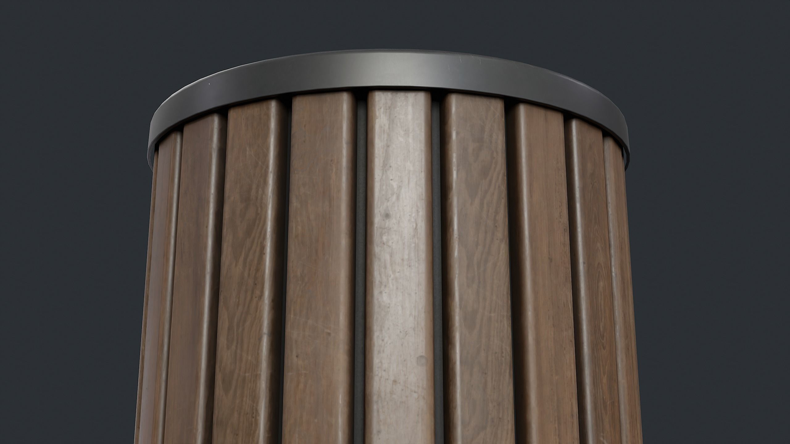 Street Trash Can 40 PBR Game Ready Low-poly 3D model_7