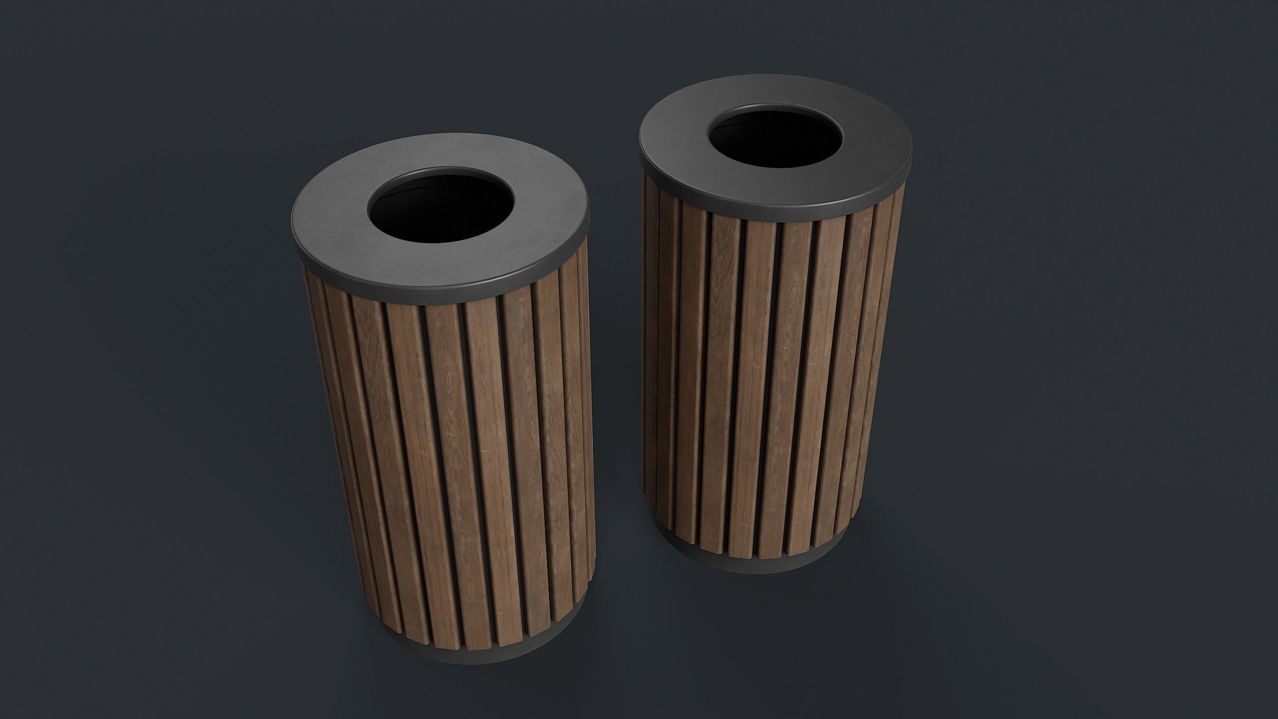 Street Trash Can 40 PBR Game Ready Low-poly 3D model_2