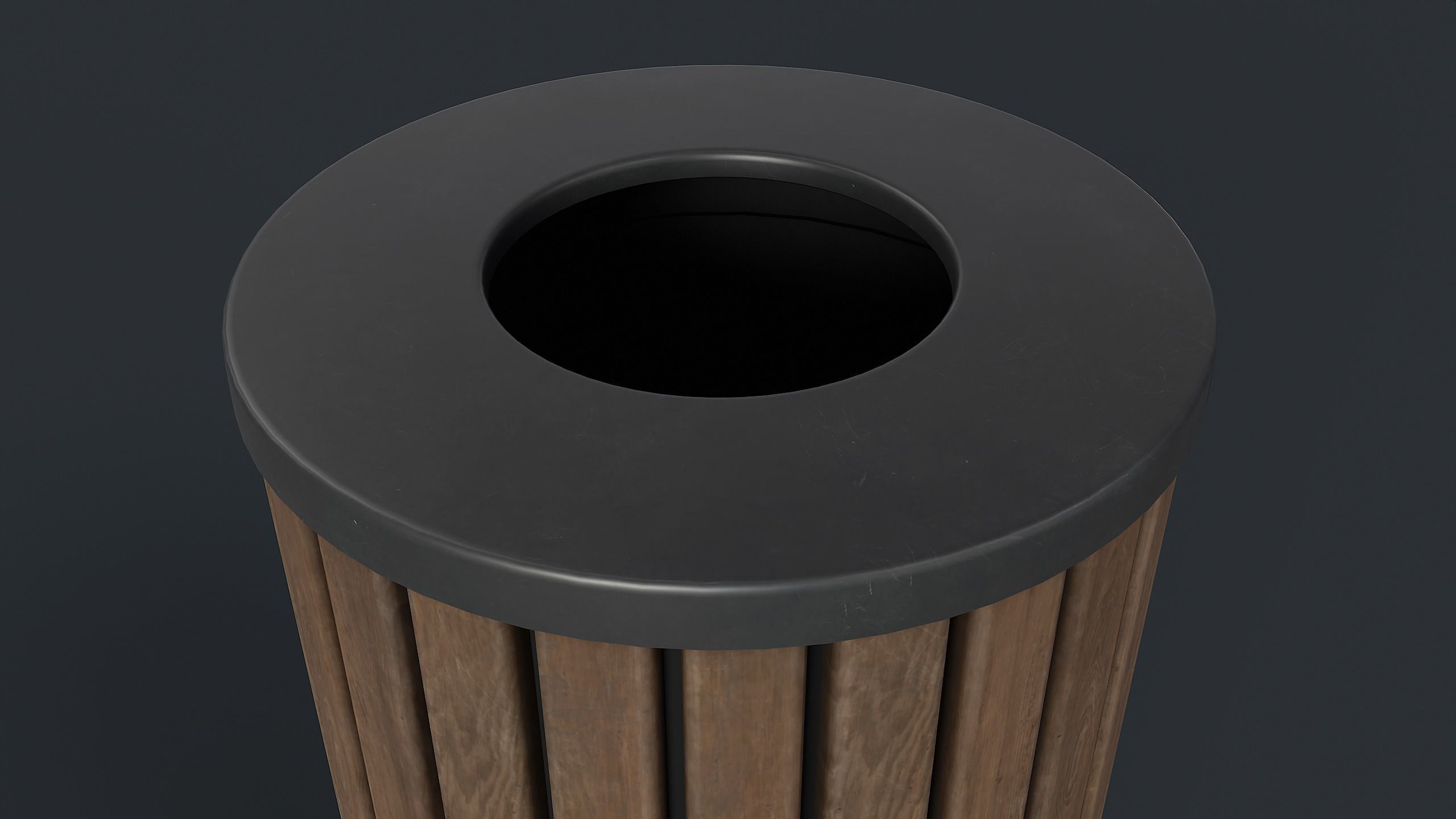 Street Trash Can 40 PBR Game Ready Low-poly 3D model_6