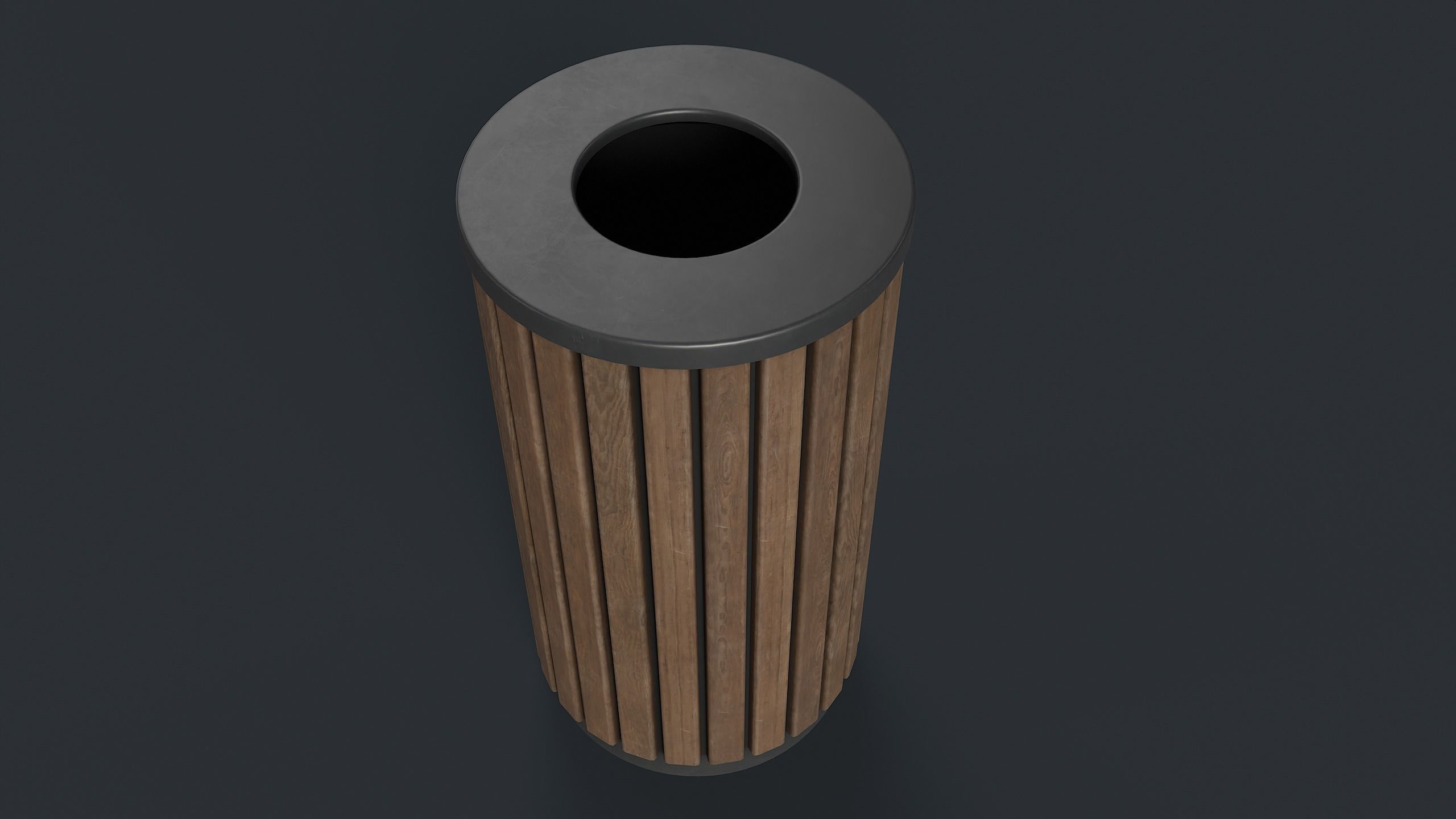 Street Trash Can 40 PBR Game Ready Low-poly 3D model_5
