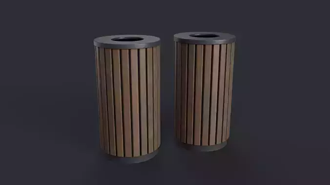Street Trash Can 40 PBR Game Ready Low-poly 3D model