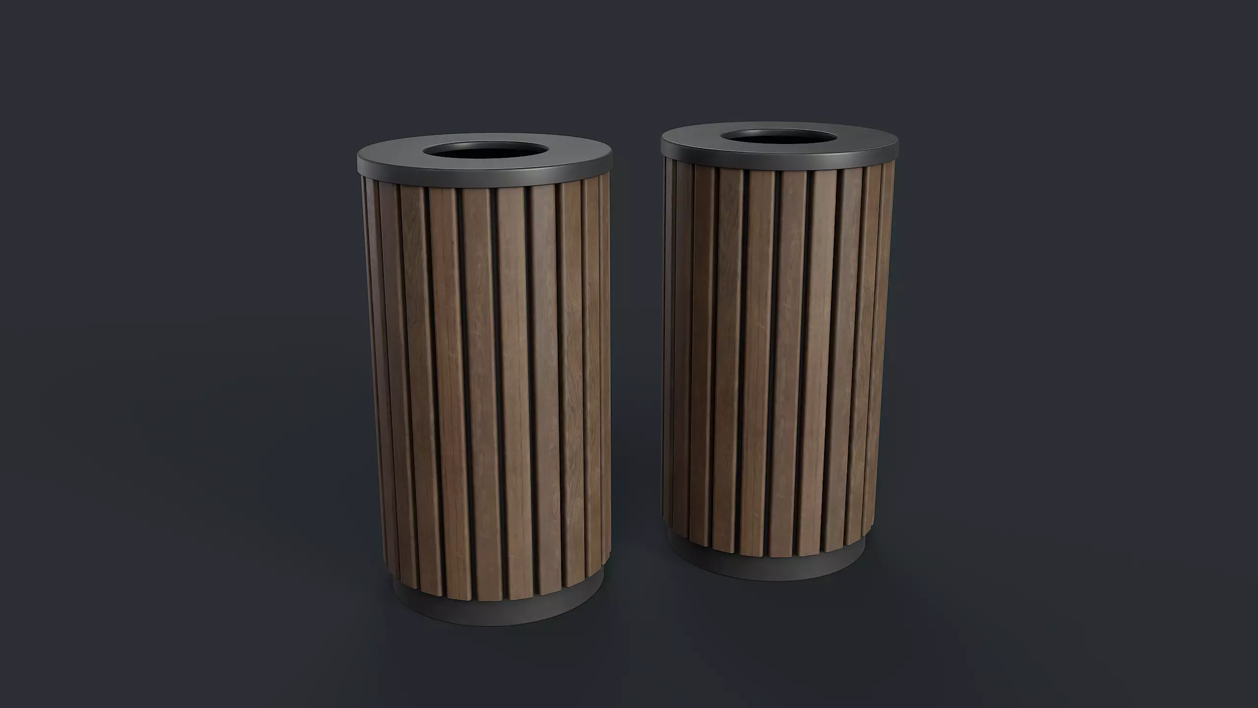 Street Trash Can 40 PBR Game Ready Low-poly 3D model_0