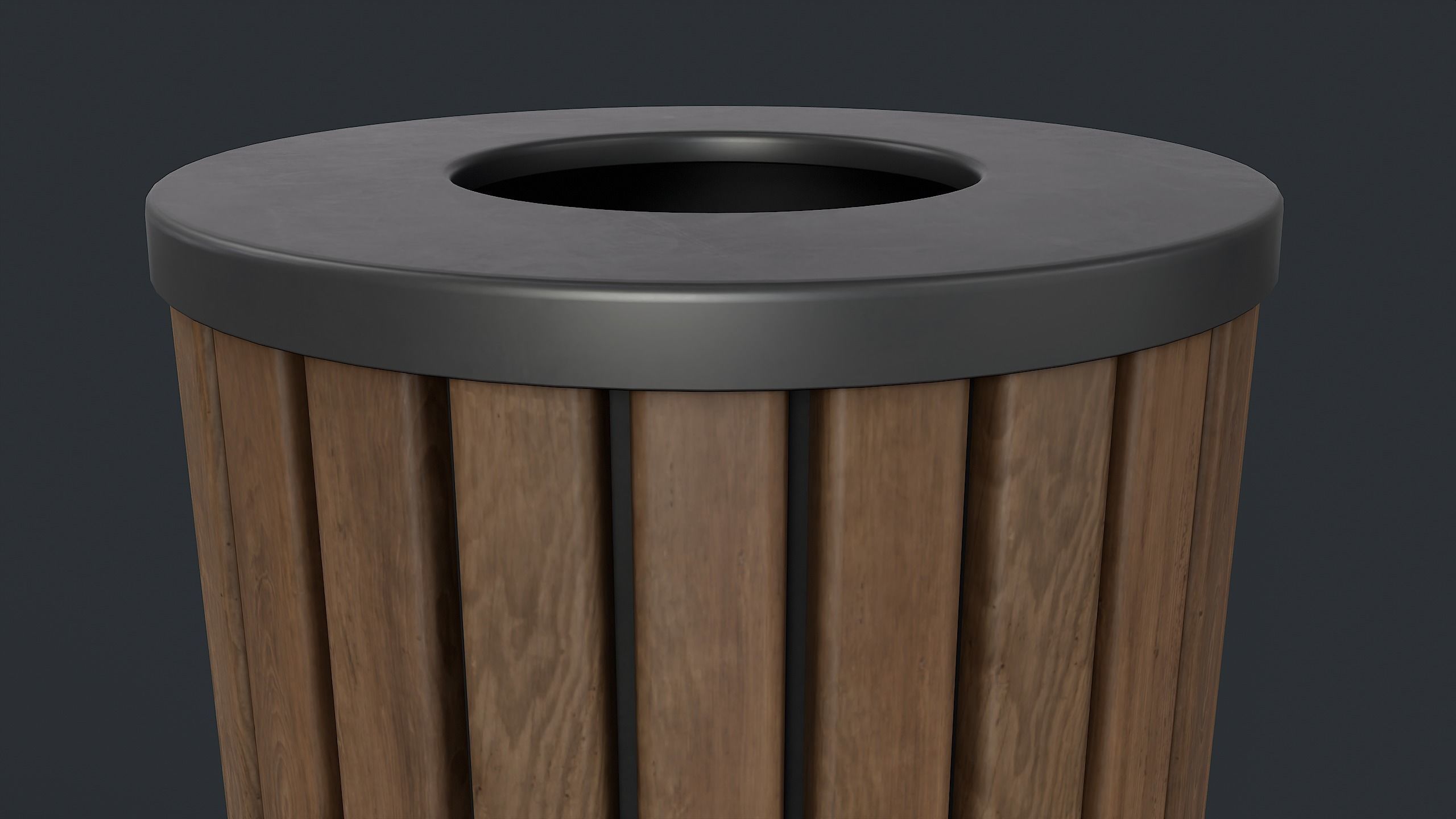 Street Trash Can 40 PBR Game Ready Low-poly 3D model_12
