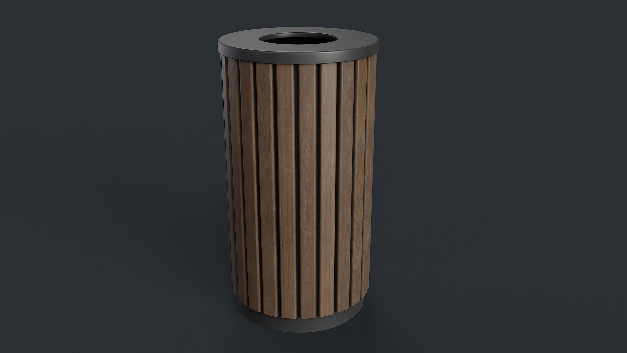 Street Trash Can 40 PBR Game Ready Low-poly 3D model_4