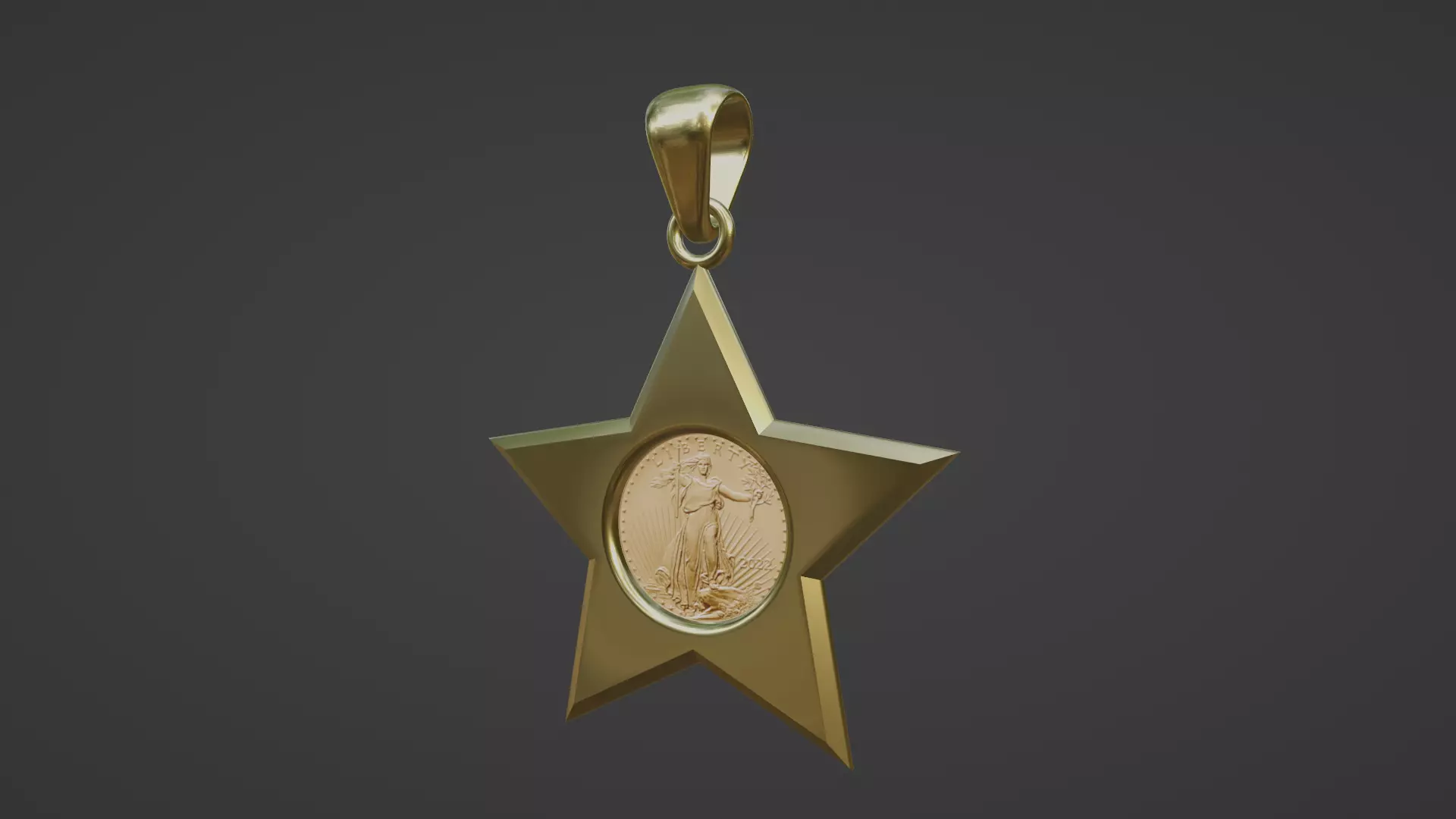 american eagle quarter oz gold coin star frame mount w bail 3D print model