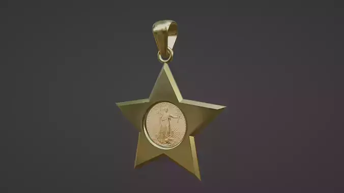 american eagle quarter oz gold coin star frame mount  w bail 