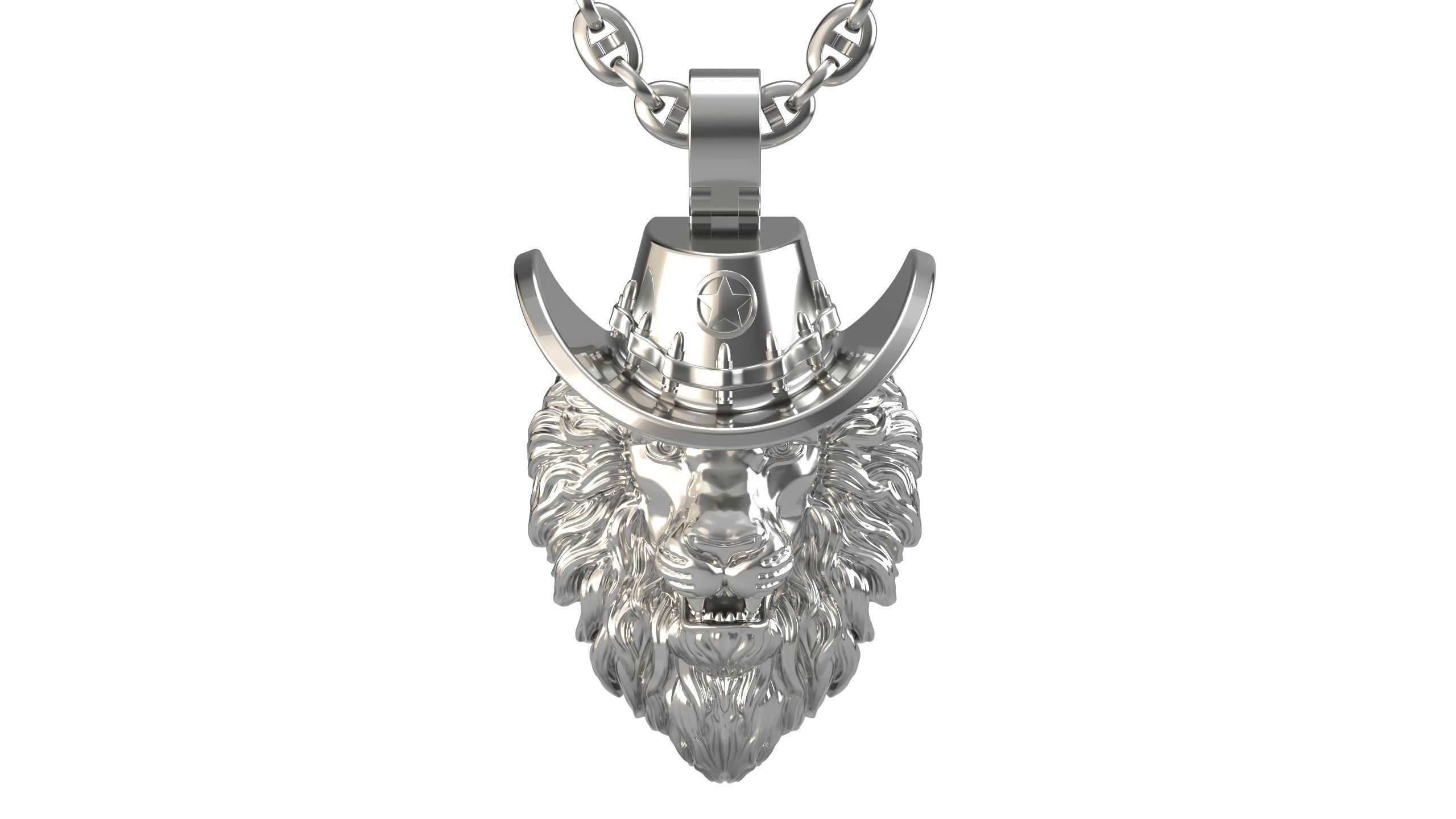 Lion Sheriff pendant 3D print model_3