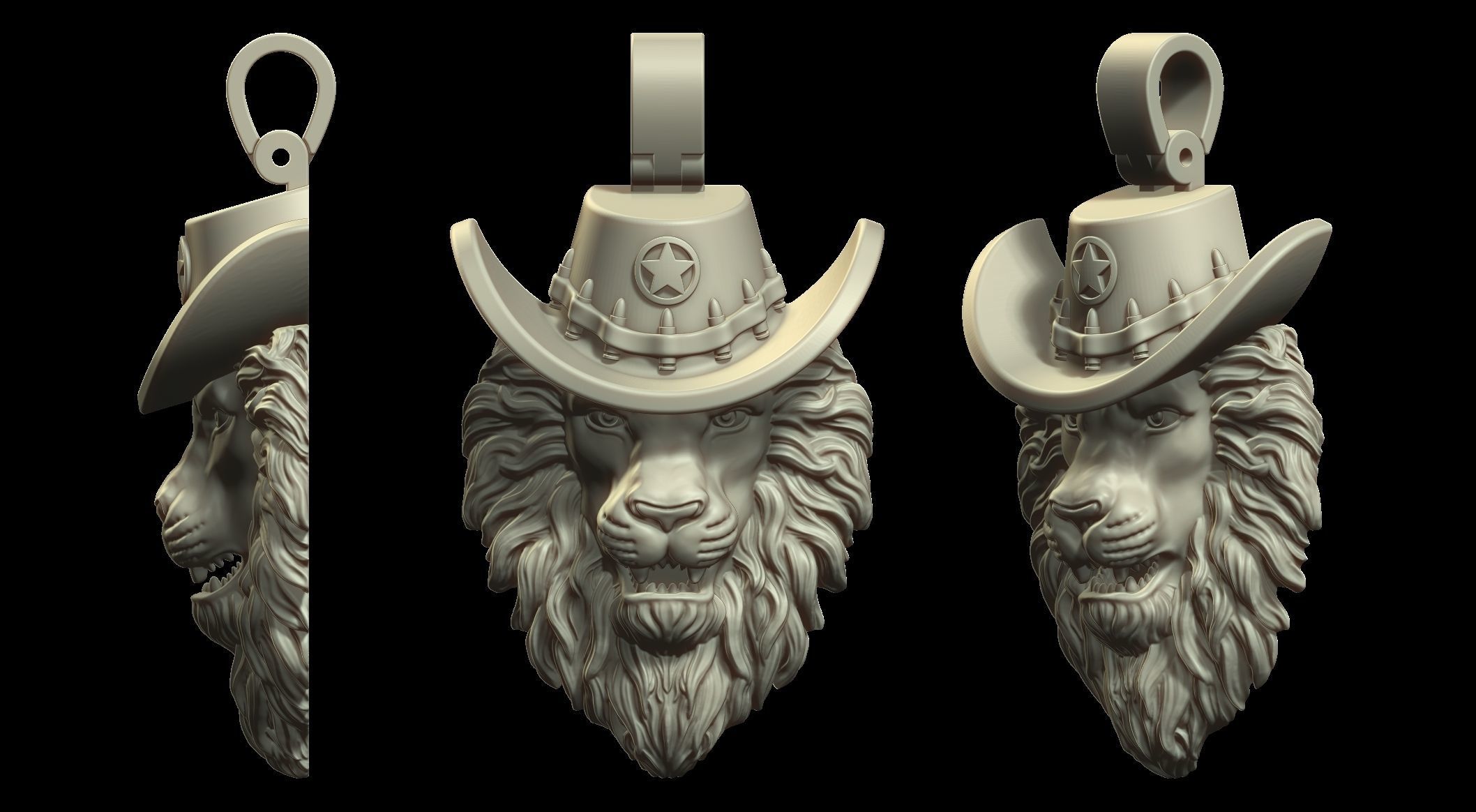 Lion Sheriff pendant 3D print model_1