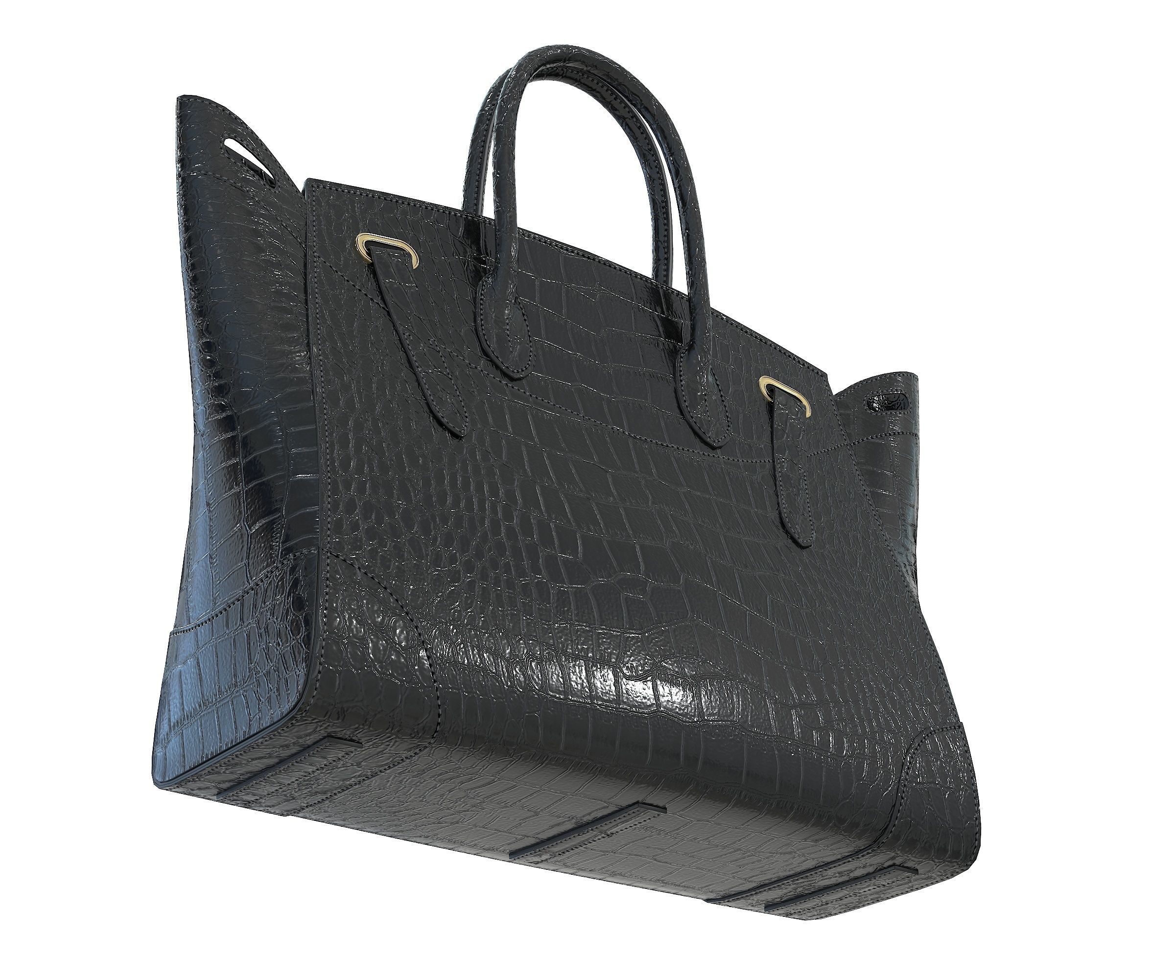 Ralph Lauren Ricky Bag Black Crocodile Low-poly 3D model_3