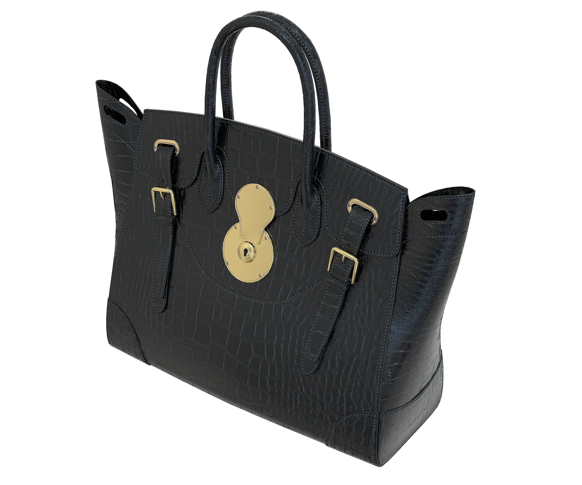 Ralph Lauren Ricky Bag Black Crocodile Low-poly 3D model_4